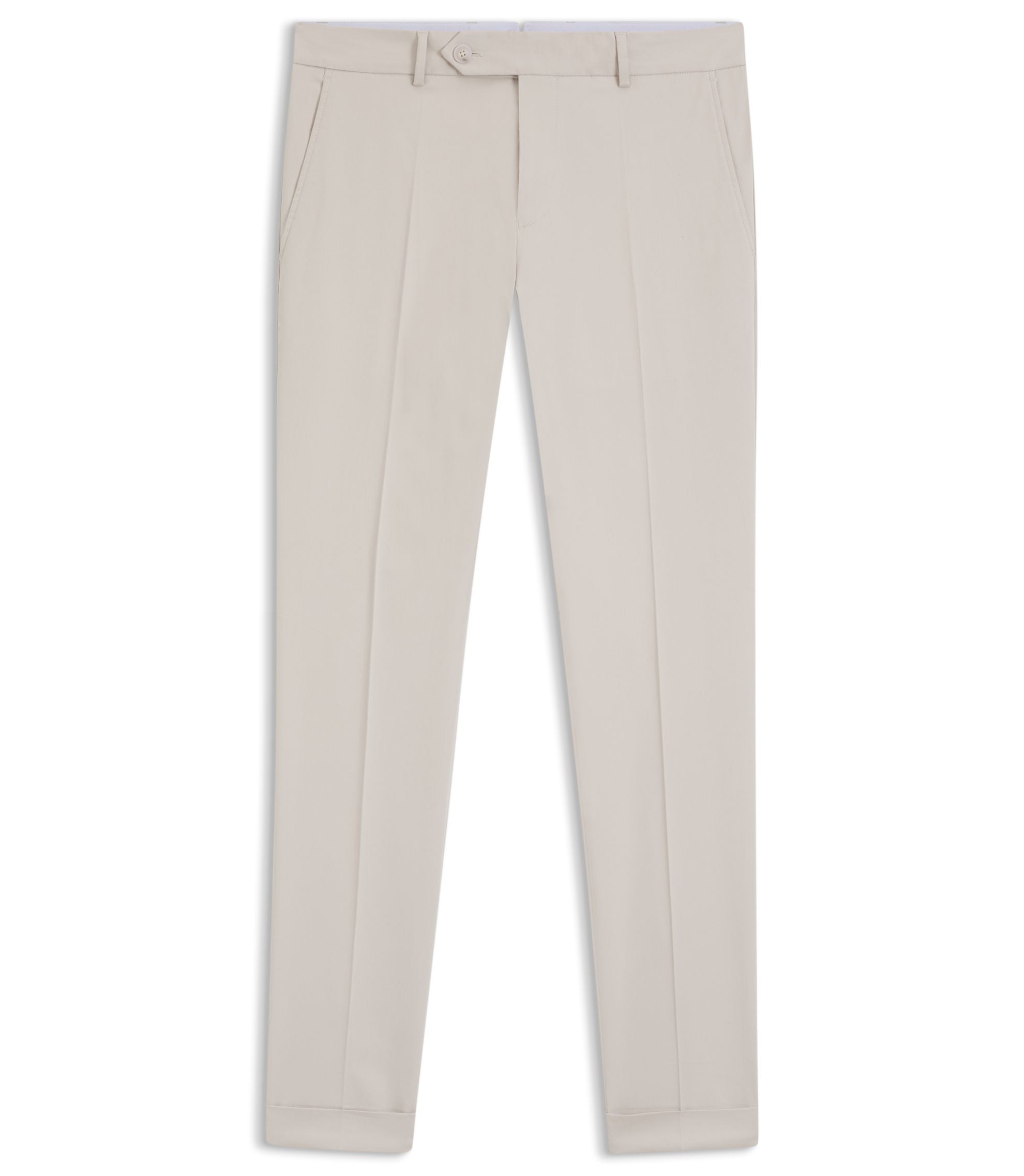 Boss Washable Slim Fit Trousers In Stretch Cotton Light Grey
