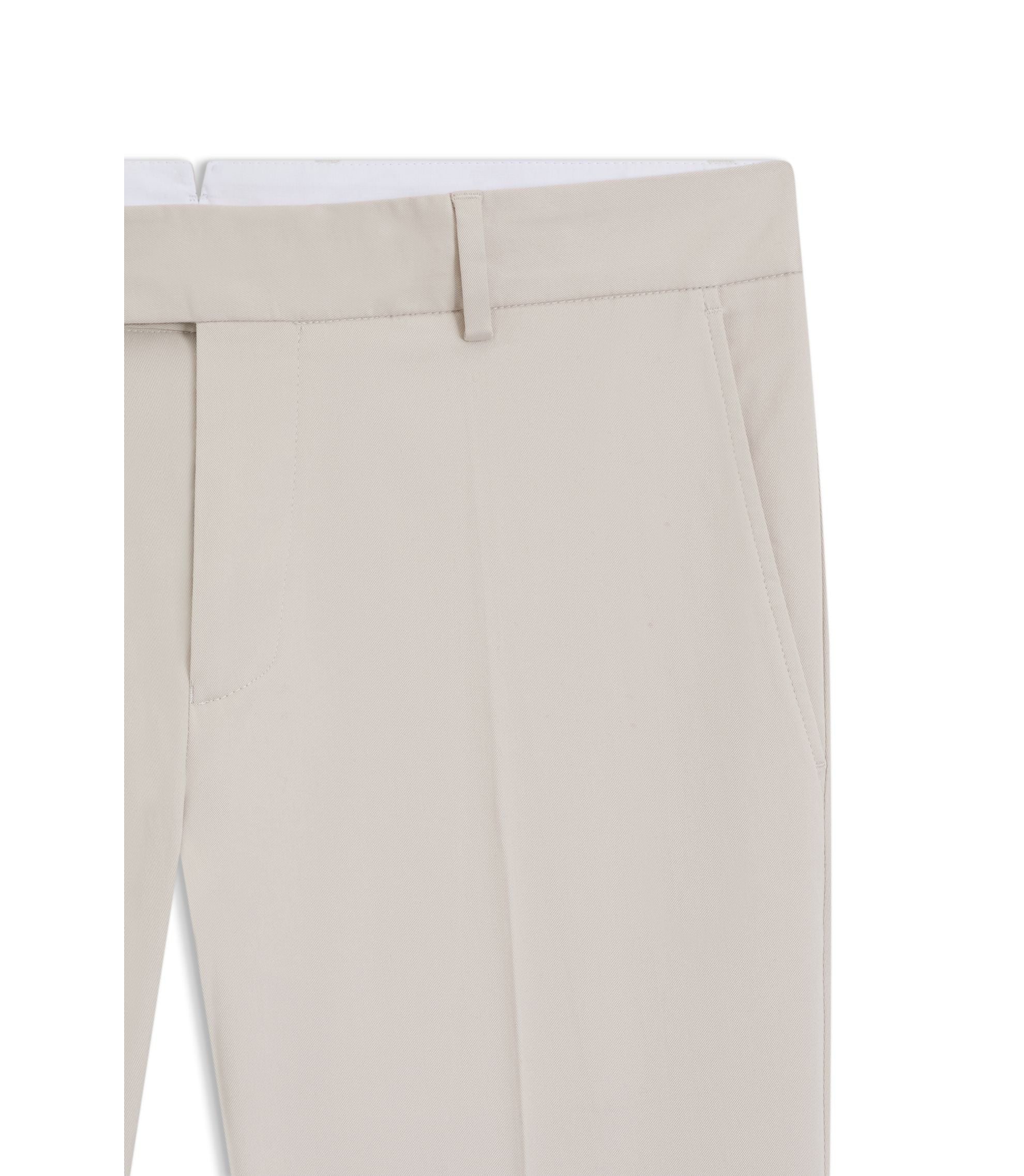 Boss Washable Slim Fit Trousers In Stretch Cotton Light Grey