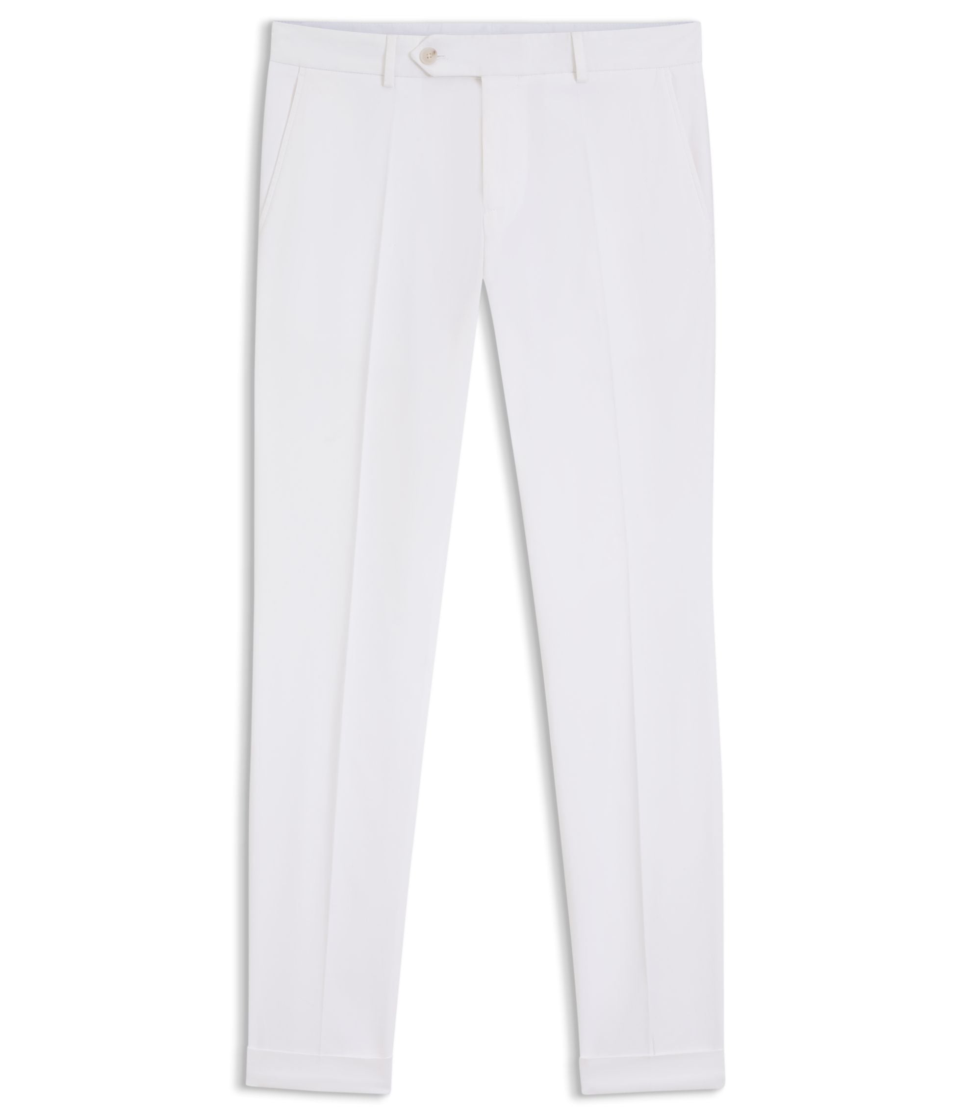 Boss Washable Slim Fit Trousers In Stretch Cotton White