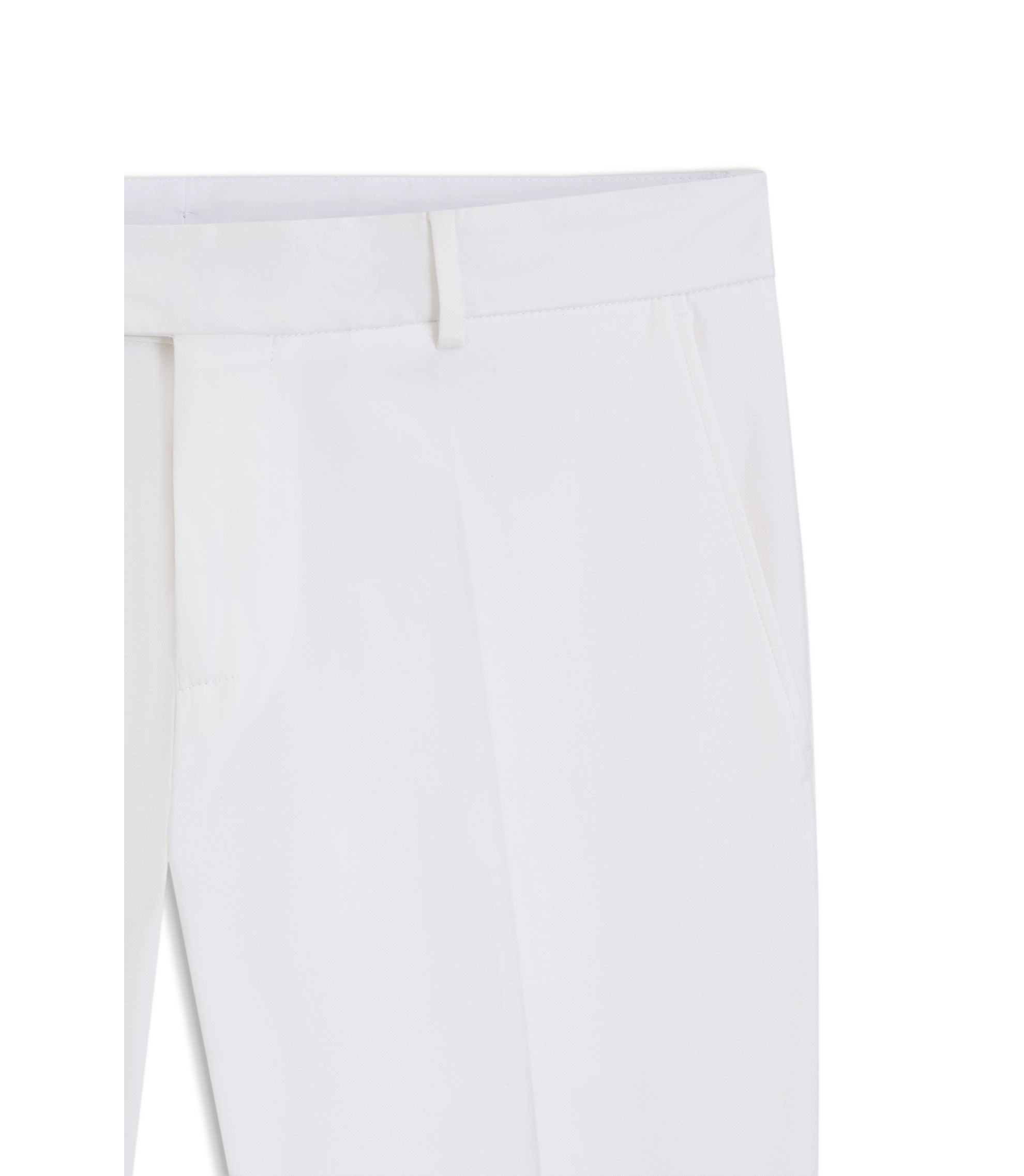 Boss Washable Slim Fit Trousers In Stretch Cotton White