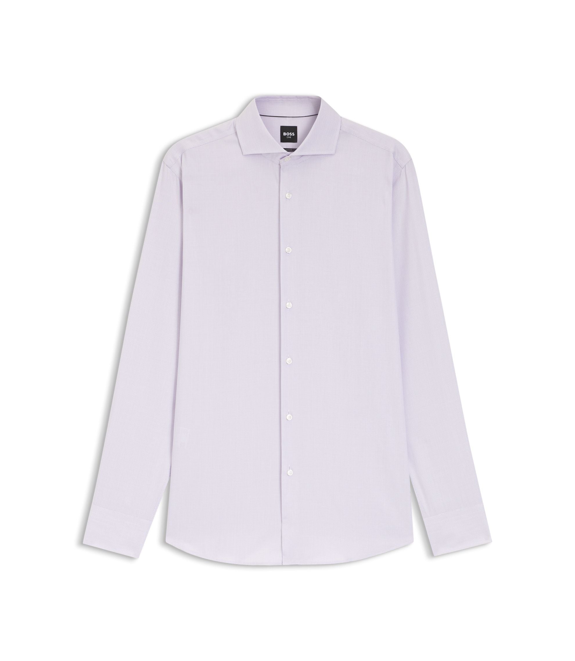Boss Slim Fit Shirt In A Structured Cotton Blend Light Purple