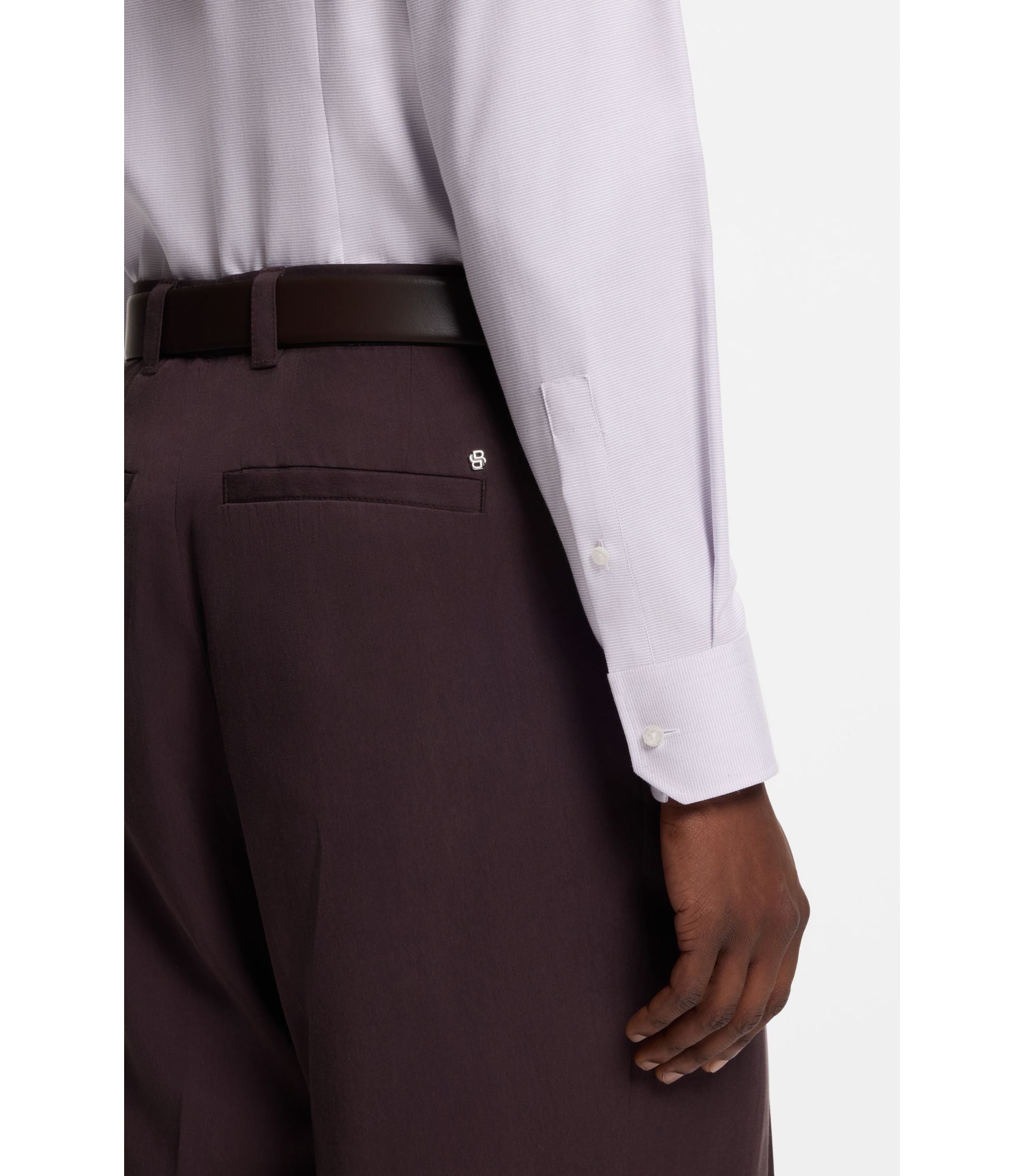 Boss Slim Fit Shirt In A Structured Cotton Blend Light Purple