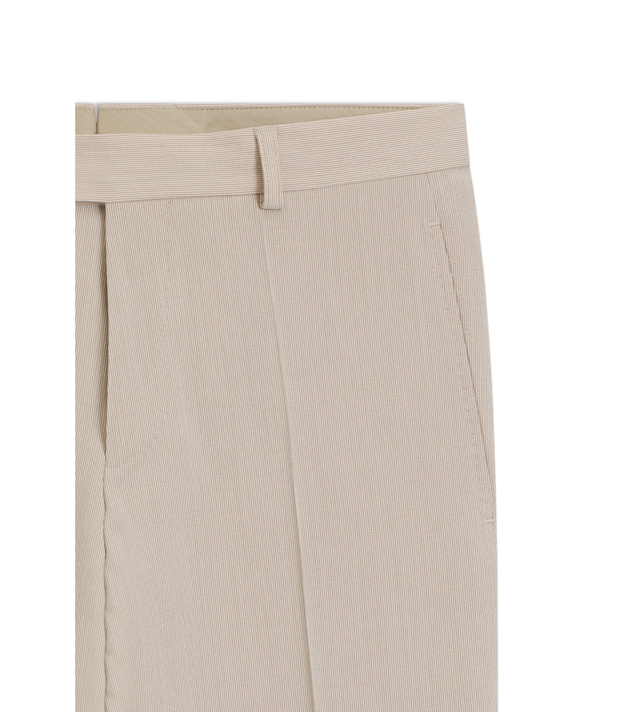 Boss Tapered Fit Trousers In Wool Blend Seersucker Beige