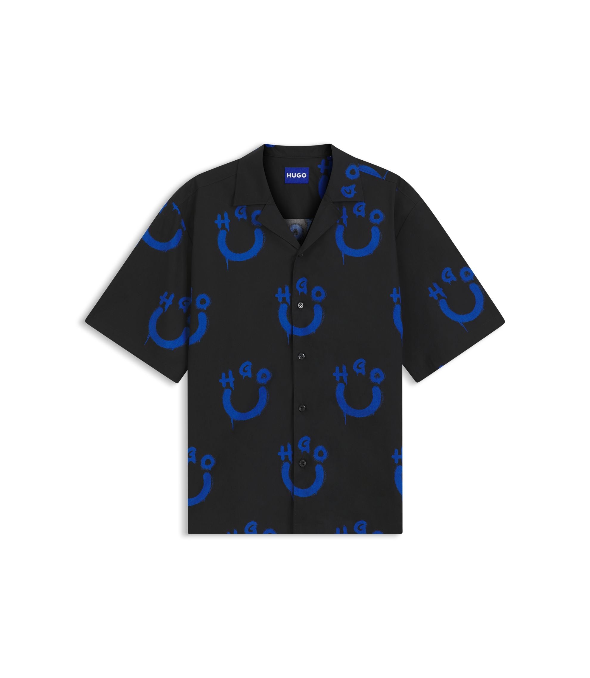Hugo Relaxed Fit Shirt With Logo Print Black