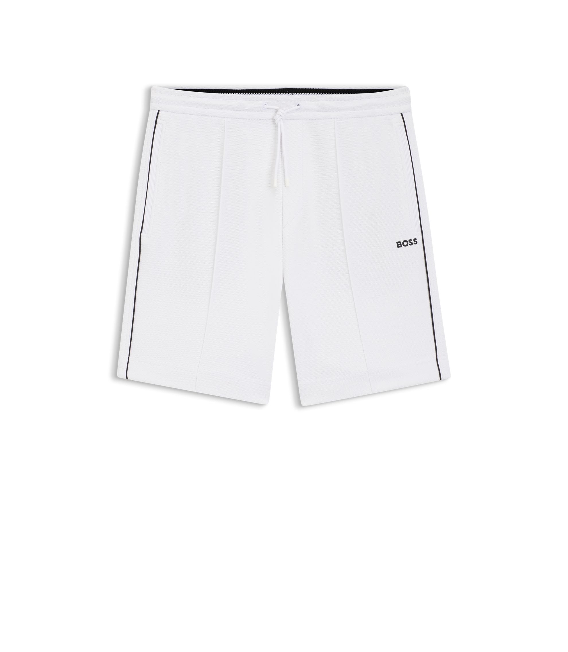 Boss Piped Trim Shorts In A Cotton Blend White