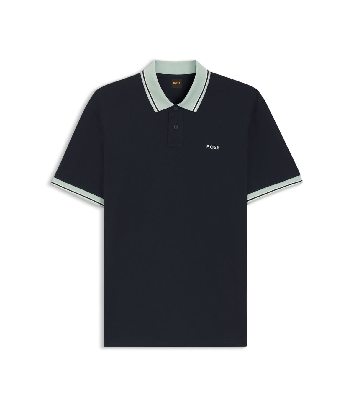 Boss Cotton Jersey Polo Shirt With Stripe Trims Dark Blue