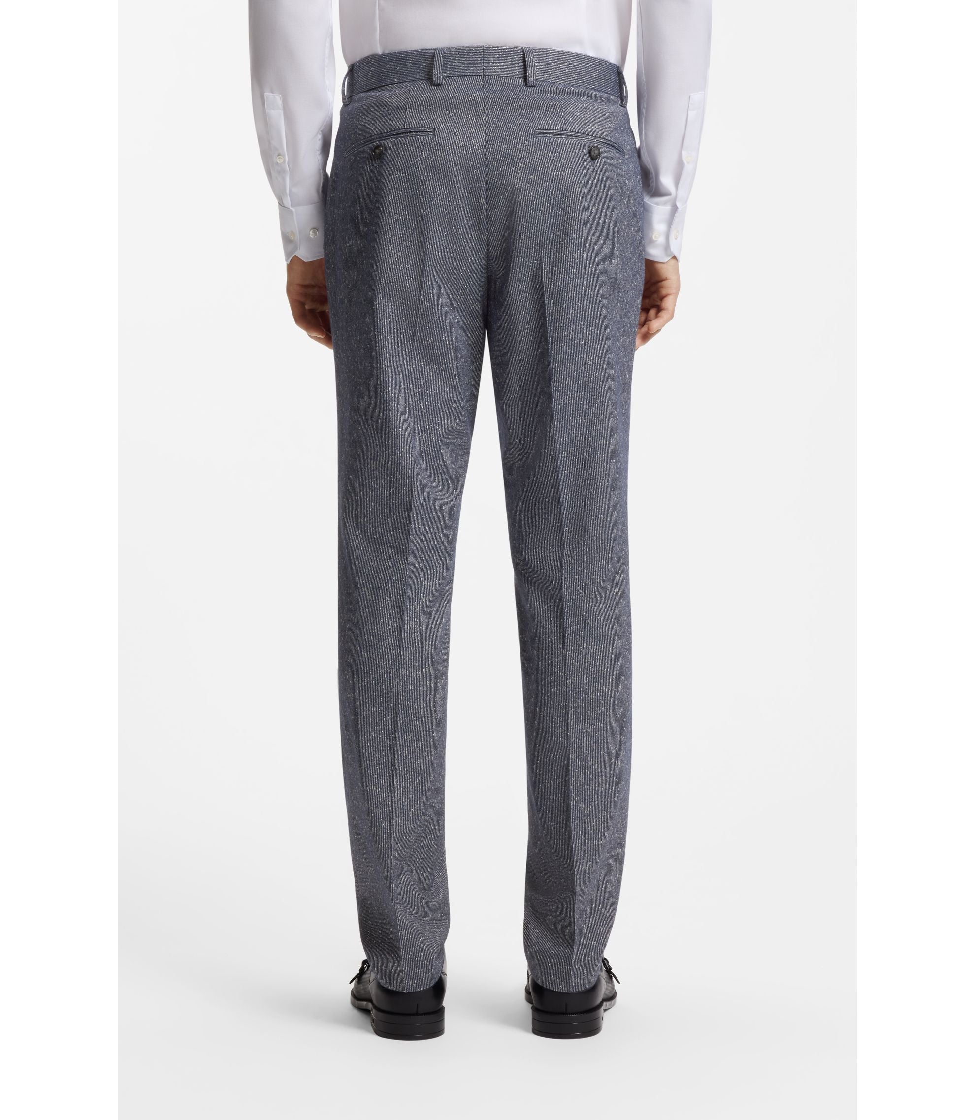 Boss Two Piece Regular Fit Suit In Stretch Boucl Dark Blue