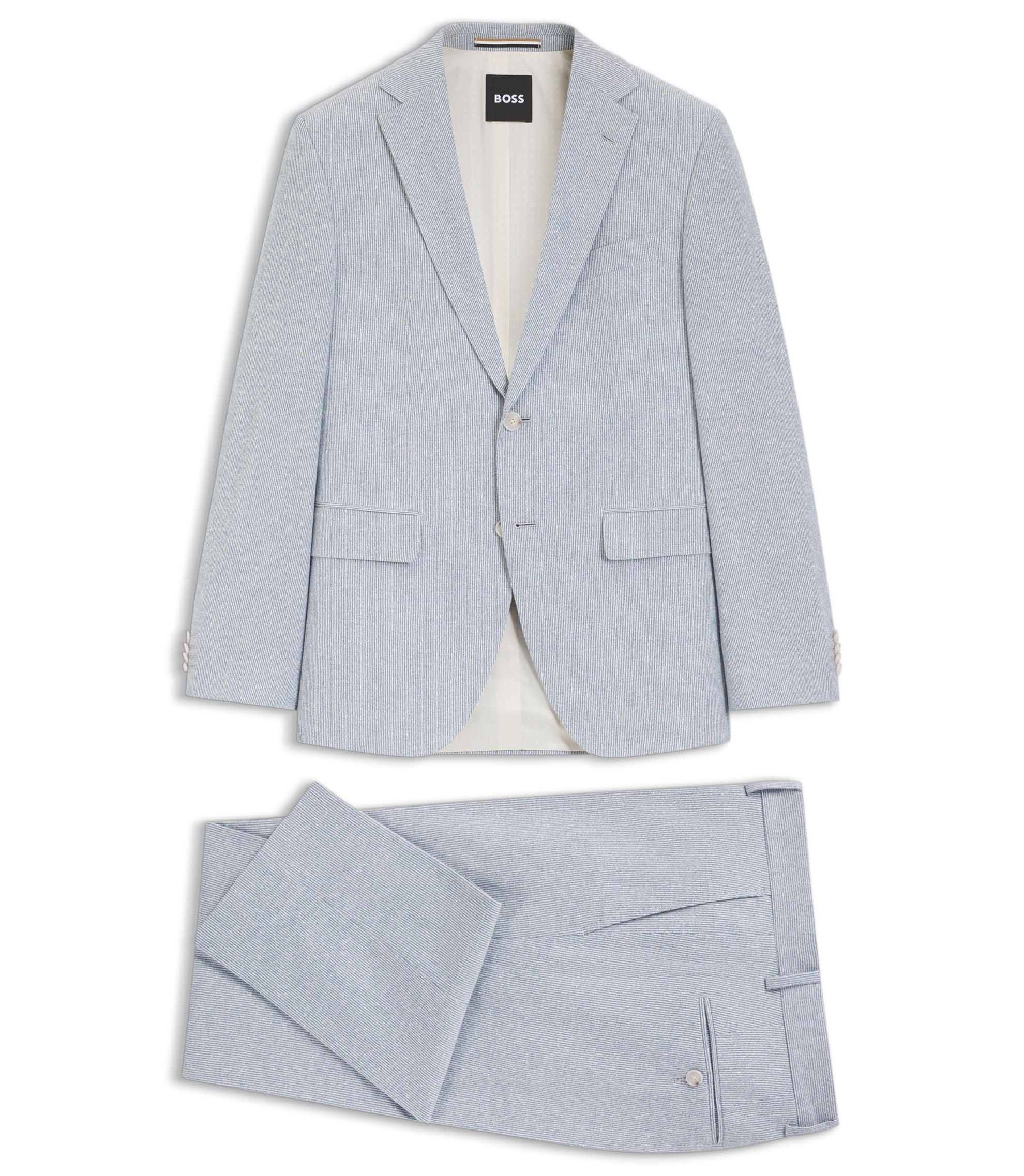 Boss Two Piece Regular Fit Suit In Stretch Boucl Light Blue