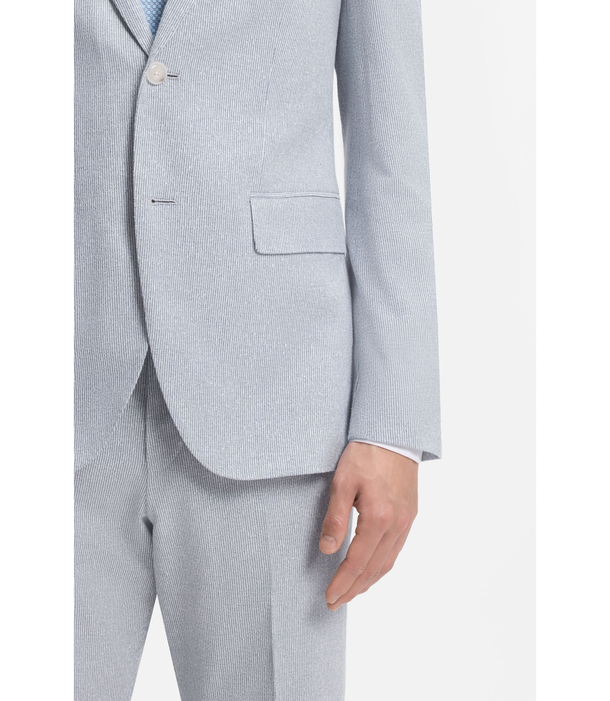 Boss Two Piece Regular Fit Suit In Stretch Boucl Light Blue