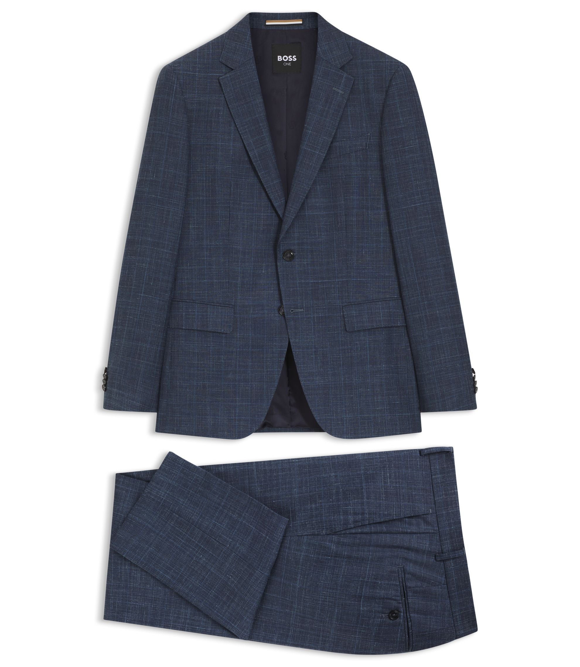 Boss Two Piece Slim Fit Suit In Wool Silk And Linen Light Blue