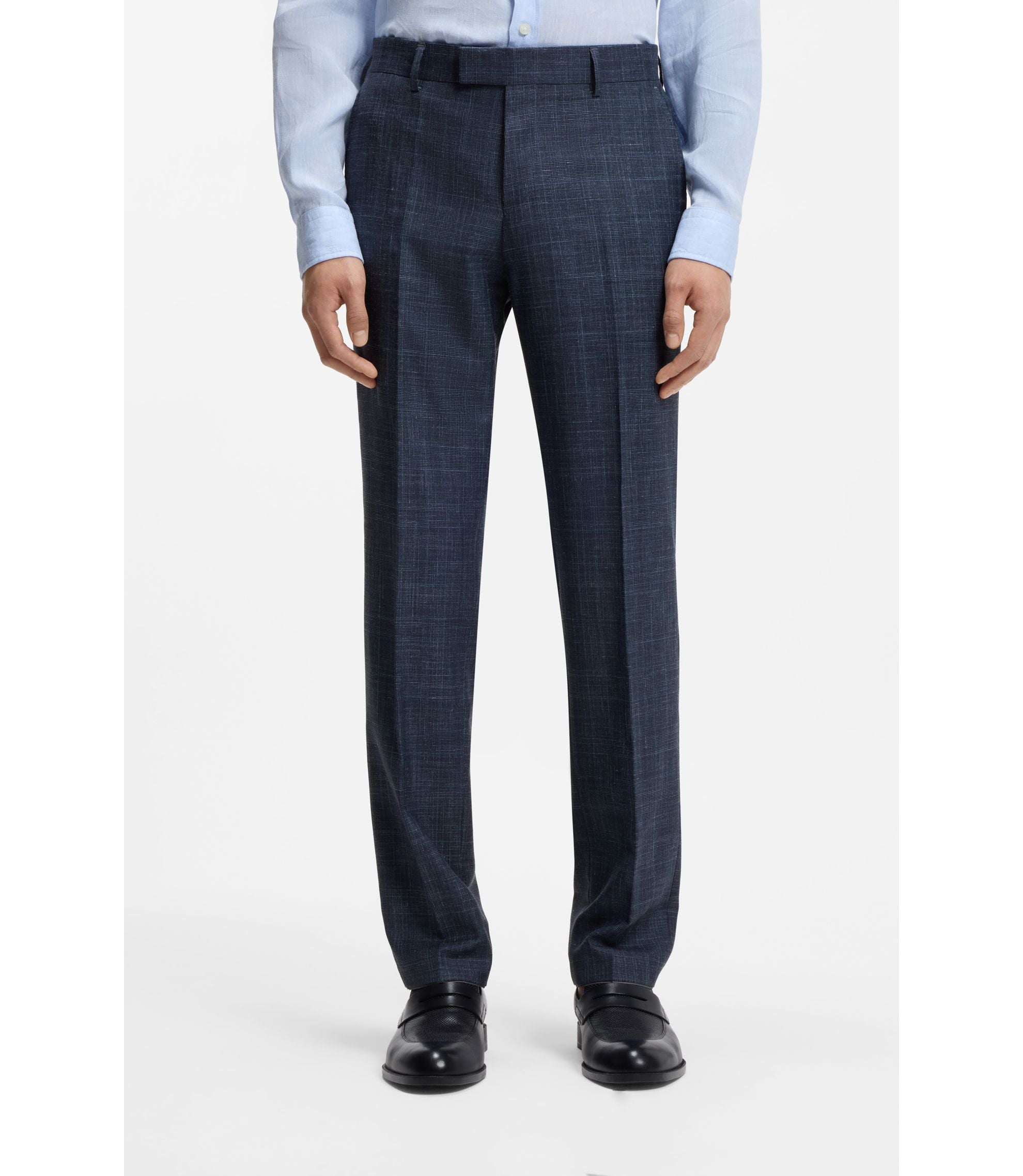 Boss Two Piece Slim Fit Suit In Wool Silk And Linen Light Blue