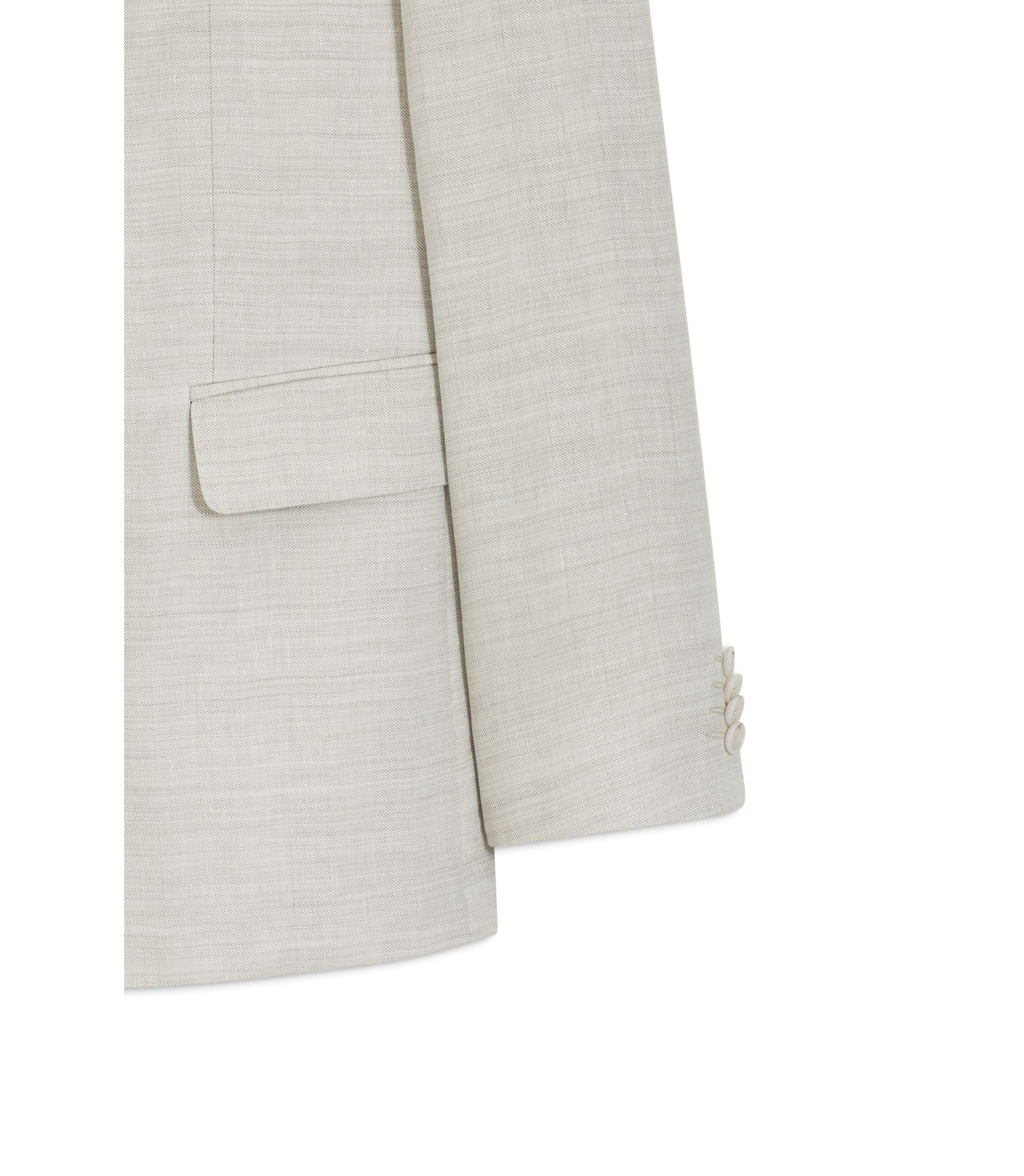 Boss Two Piece Slim Fit Suit In Striped Linen And Wool Light Grey