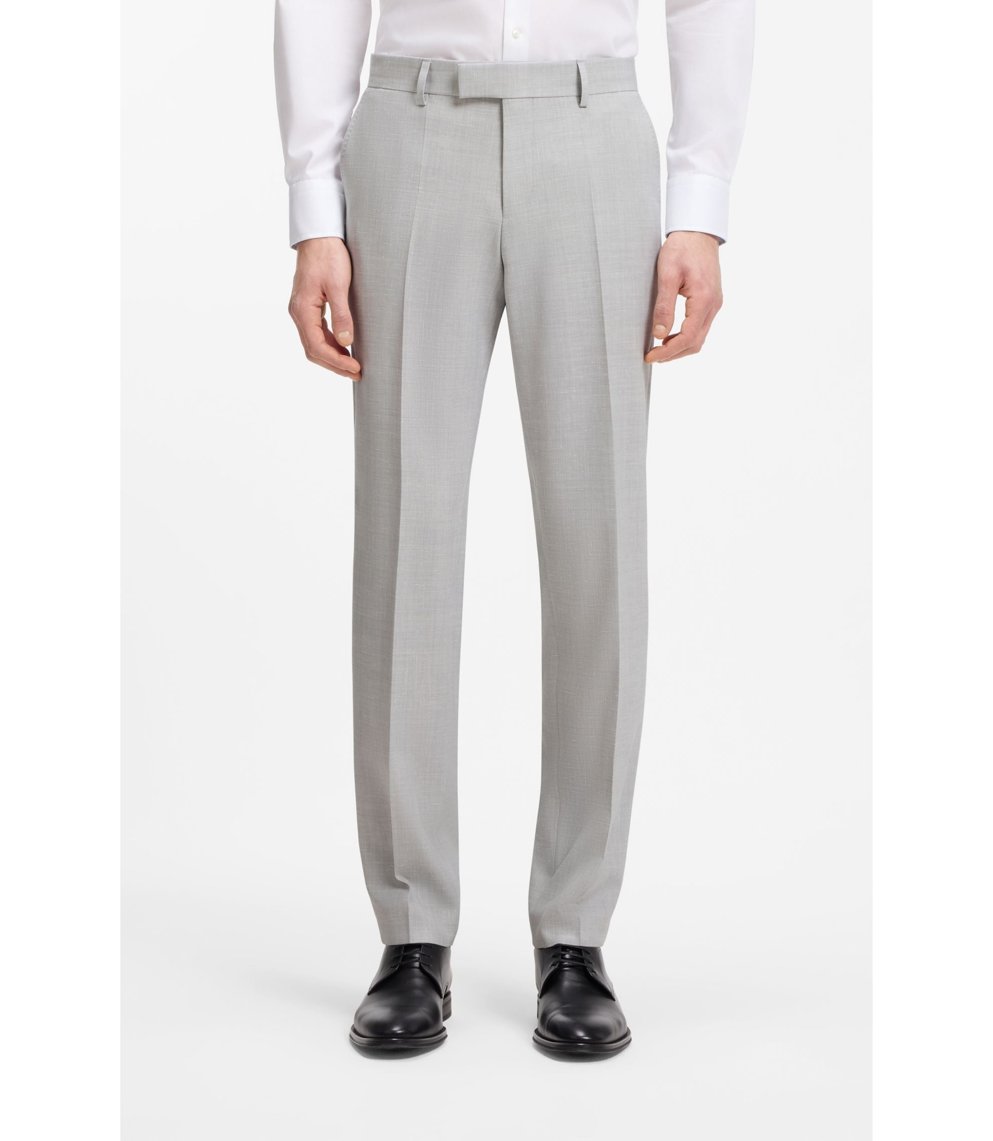 Boss Two Piece Slim Fit Suit In Micro Patterned Cloth Light Grey