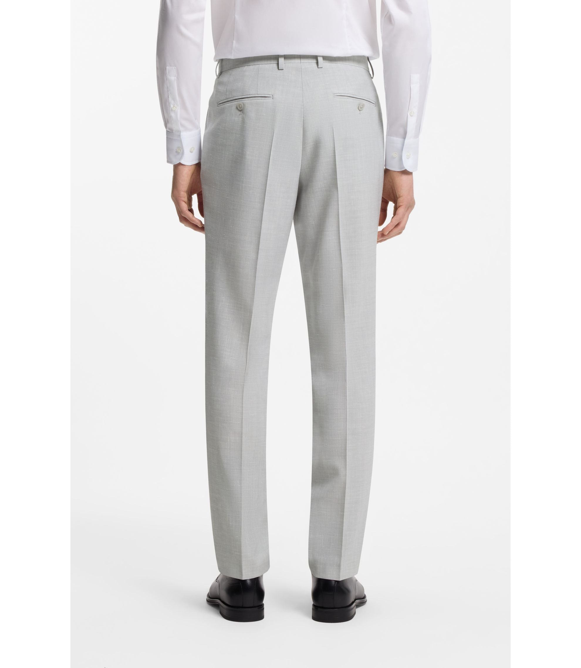 Boss Two Piece Slim Fit Suit In Micro Patterned Cloth Light Grey