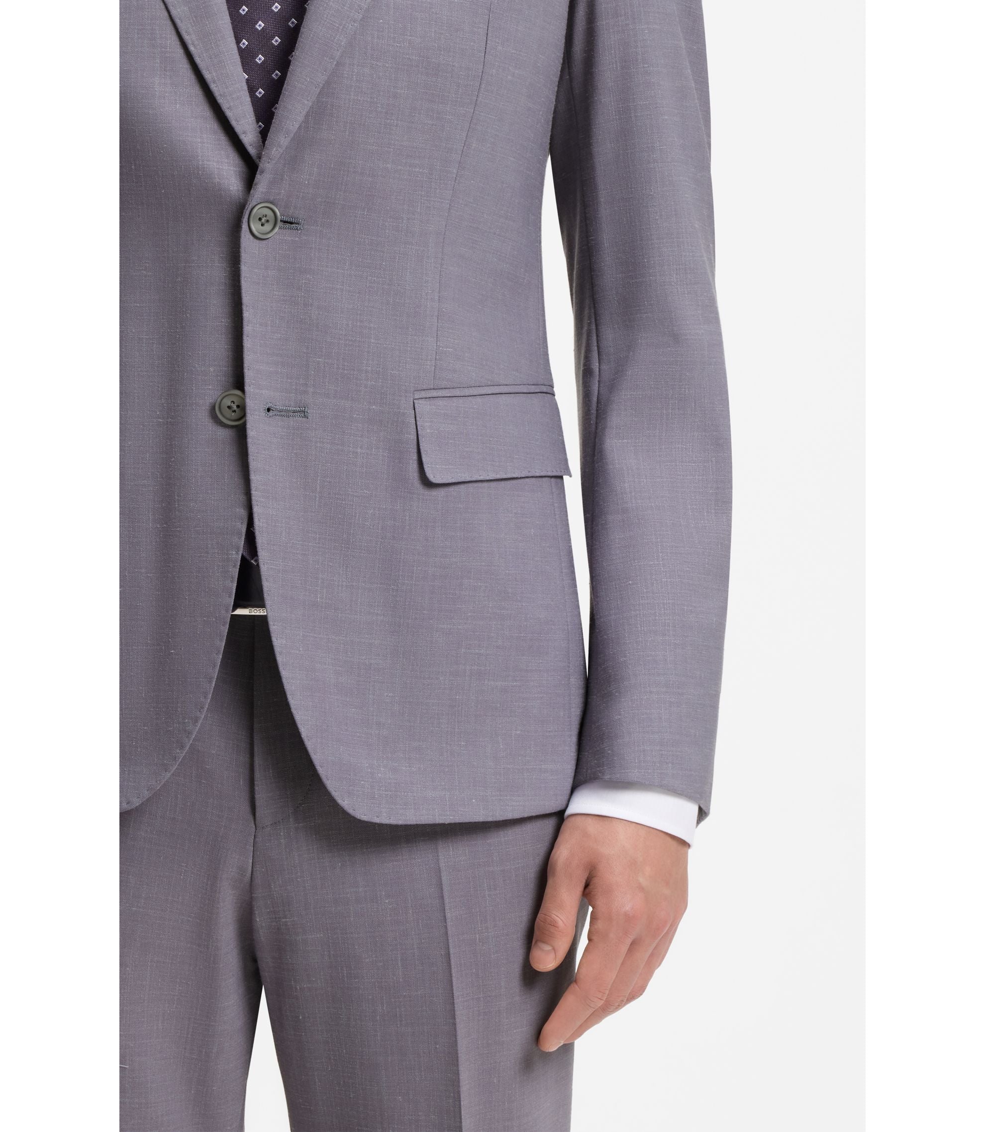 Boss Two Piece Slim Fit Suit In Micro Patterned Cloth Purple