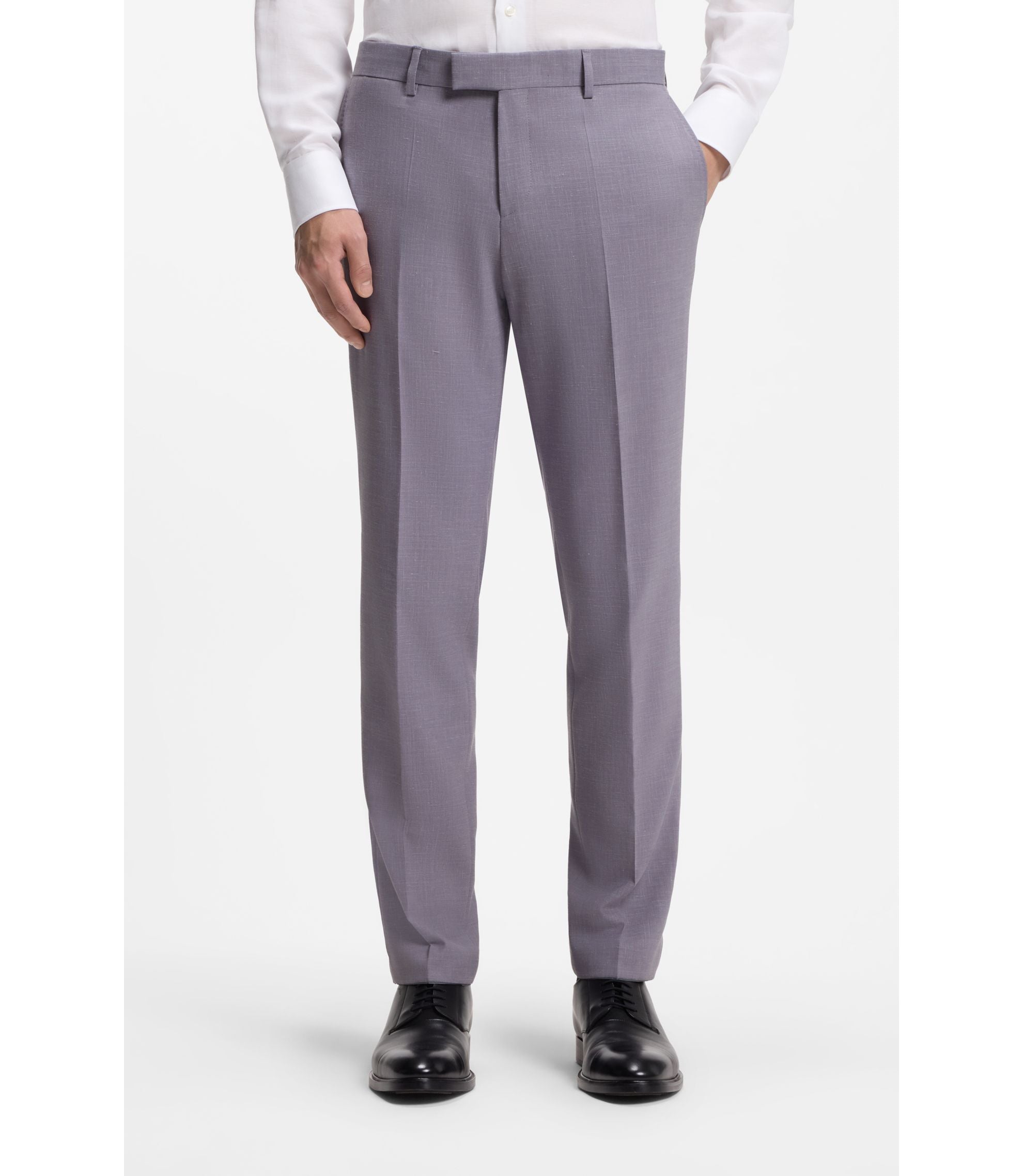 Boss Two Piece Slim Fit Suit In Micro Patterned Cloth Purple