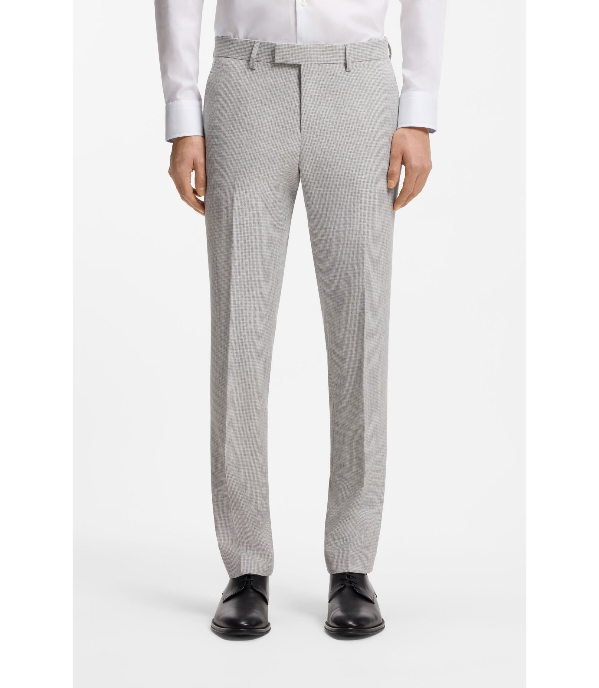 Boss Two Piece Slim Fit Suit In Cotton And Virgin Wool Light Grey