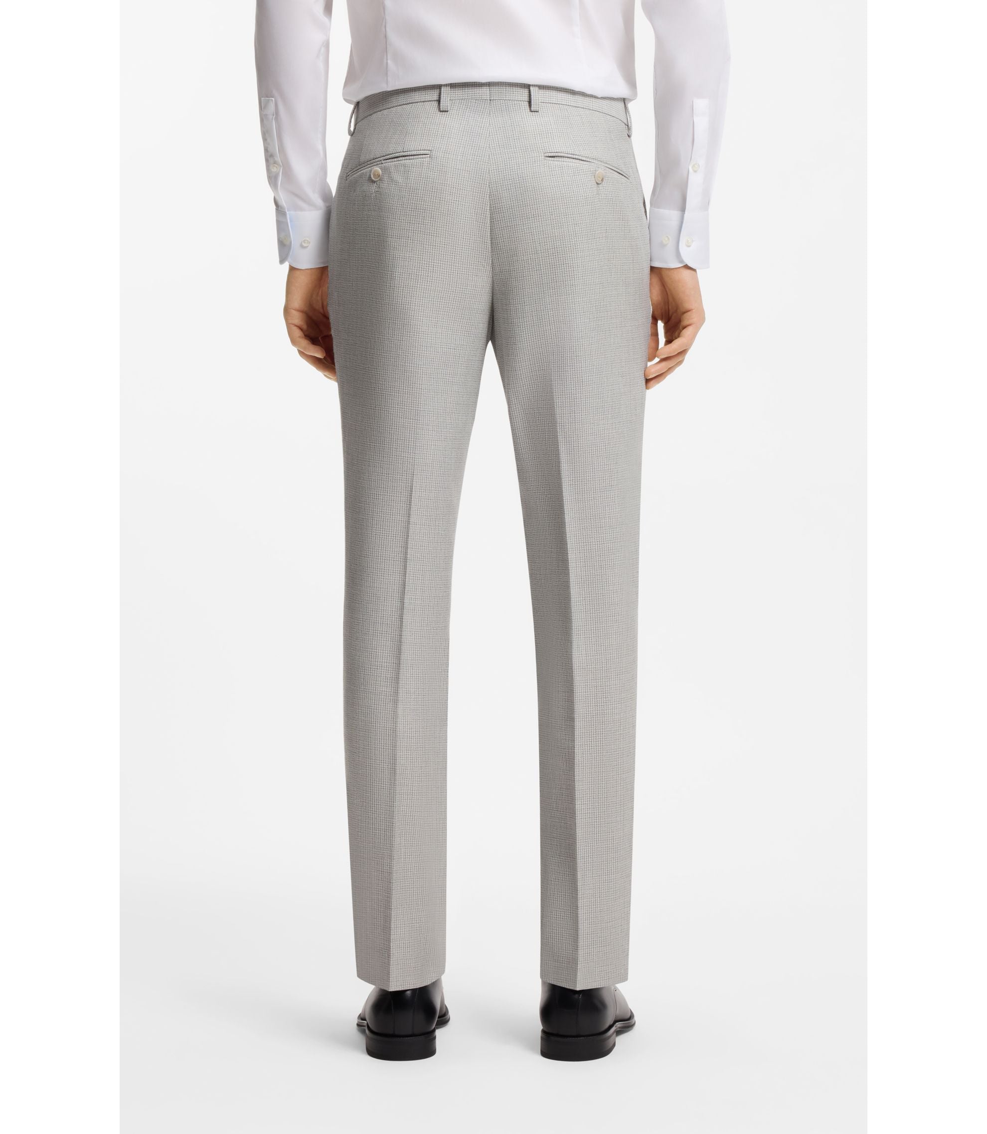 Boss Two Piece Slim Fit Suit In Cotton And Virgin Wool Light Grey