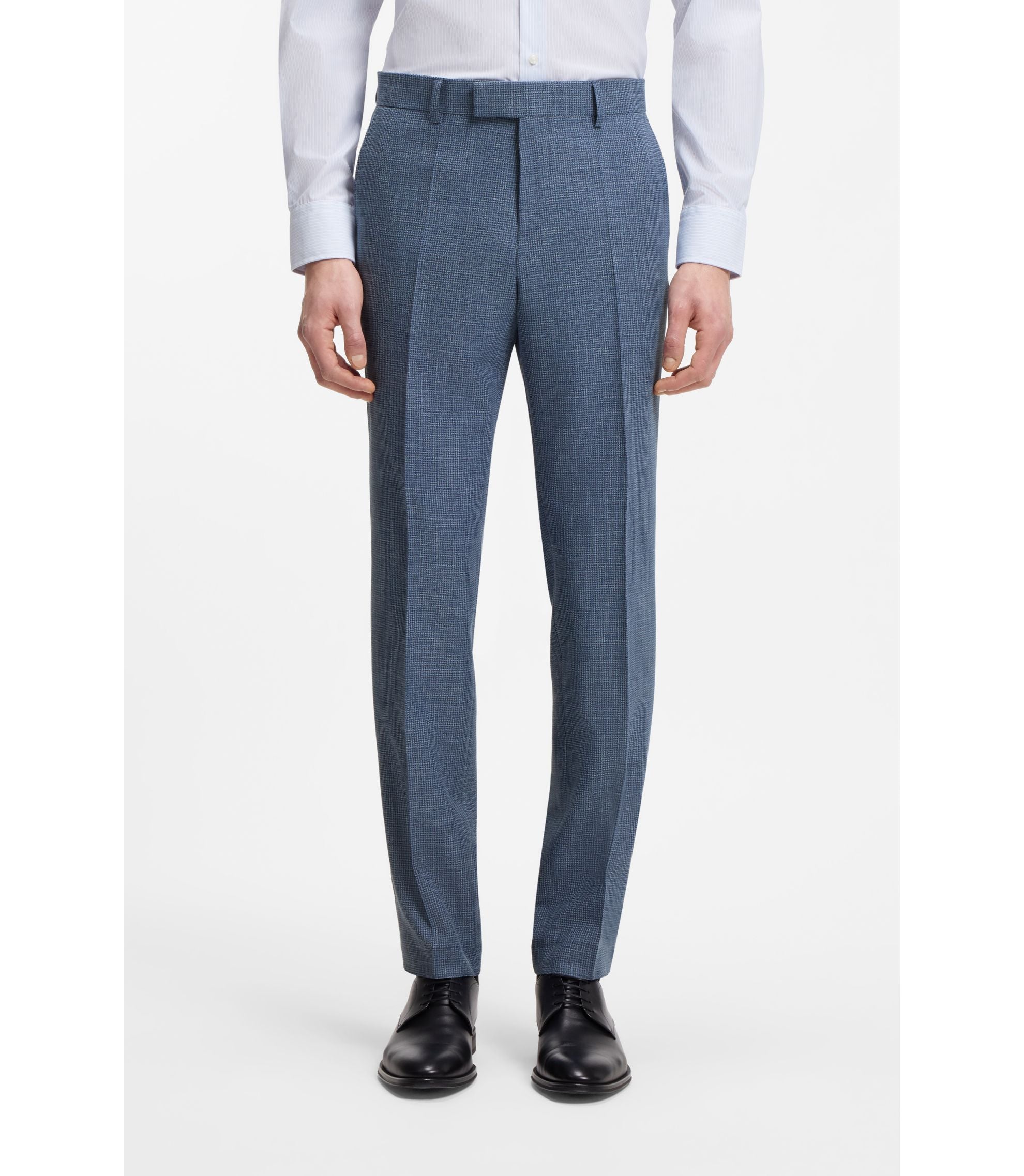 Boss Two Piece Slim Fit Suit In Cotton And Virgin Wool Light Blue