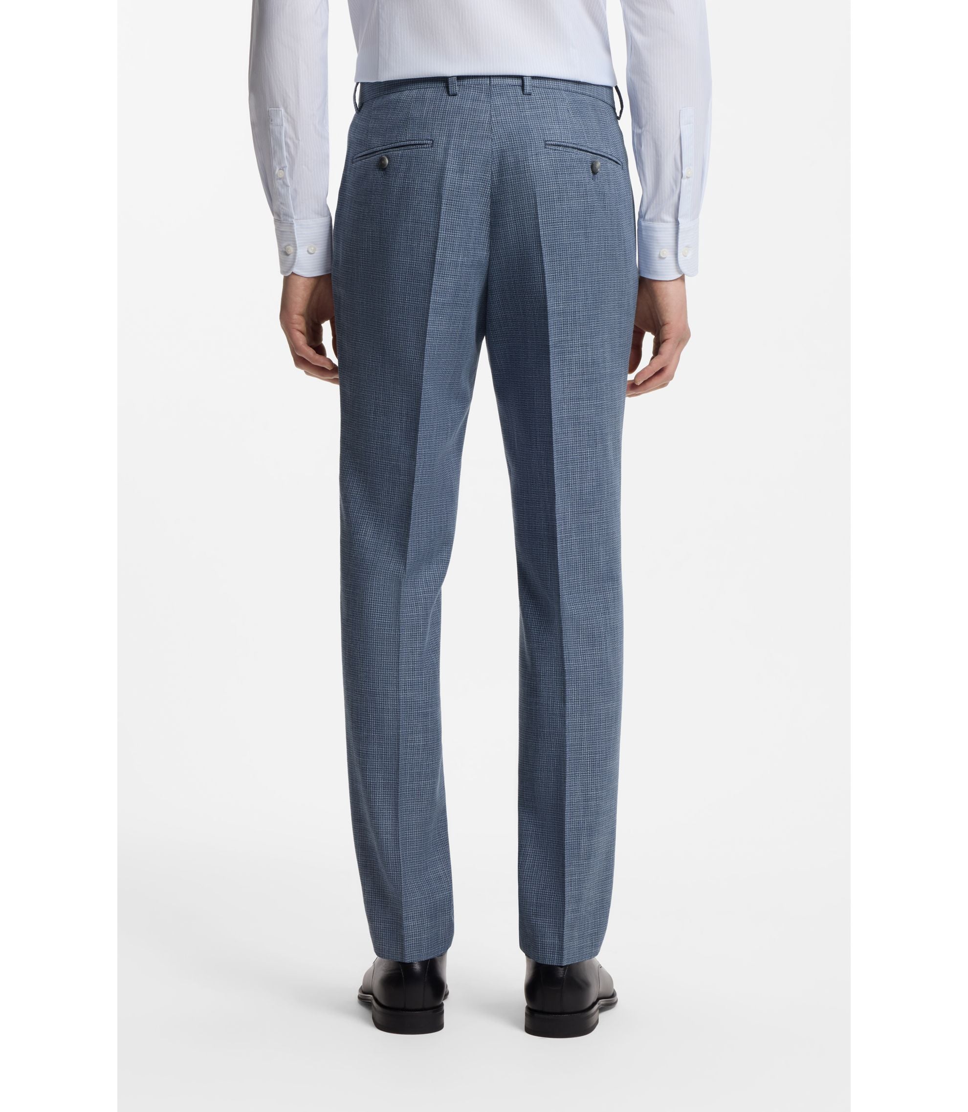 Boss Two Piece Slim Fit Suit In Cotton And Virgin Wool Light Blue