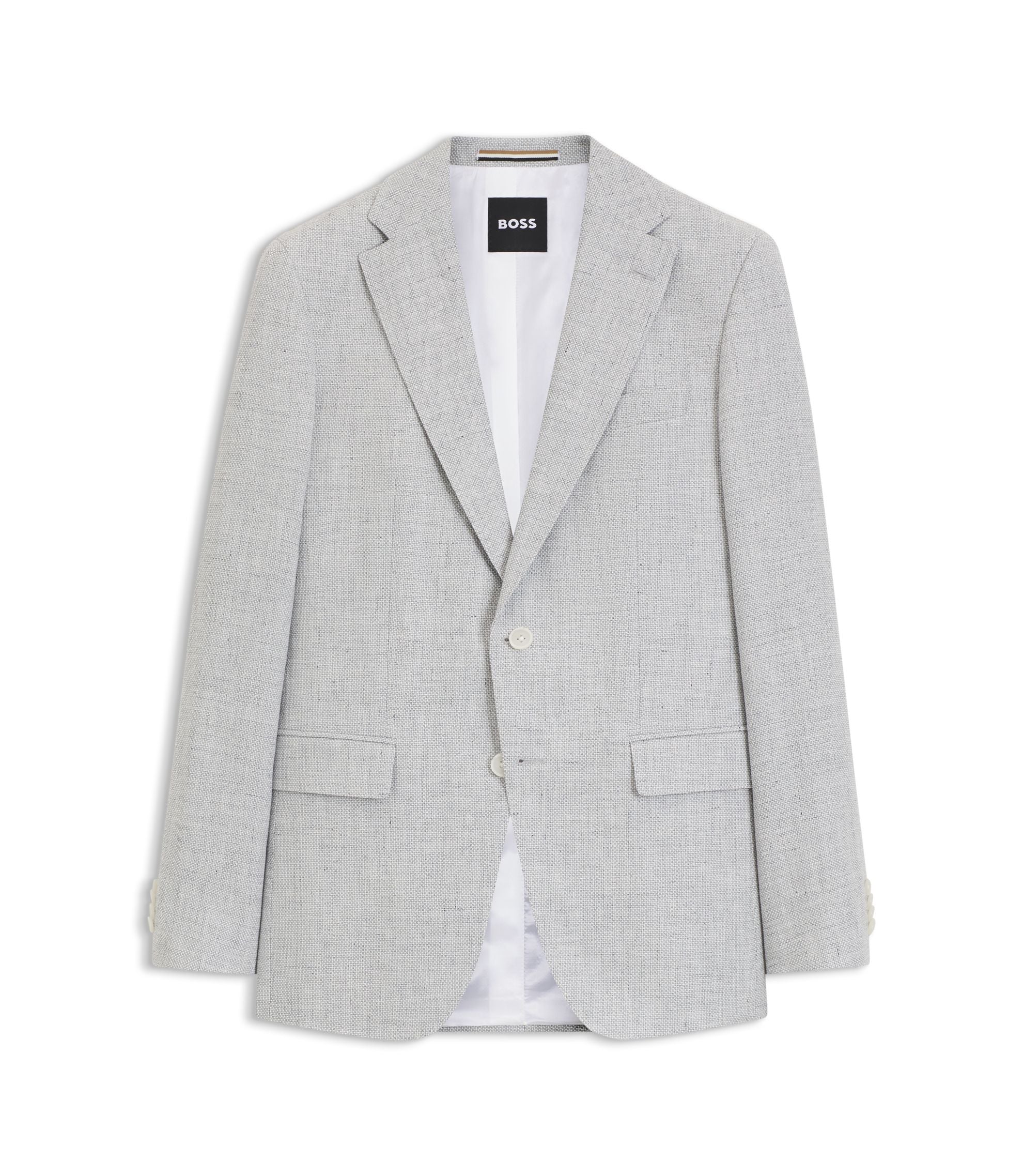 Boss Slim Fit Jacket With Puppytooth Pattern Light Grey