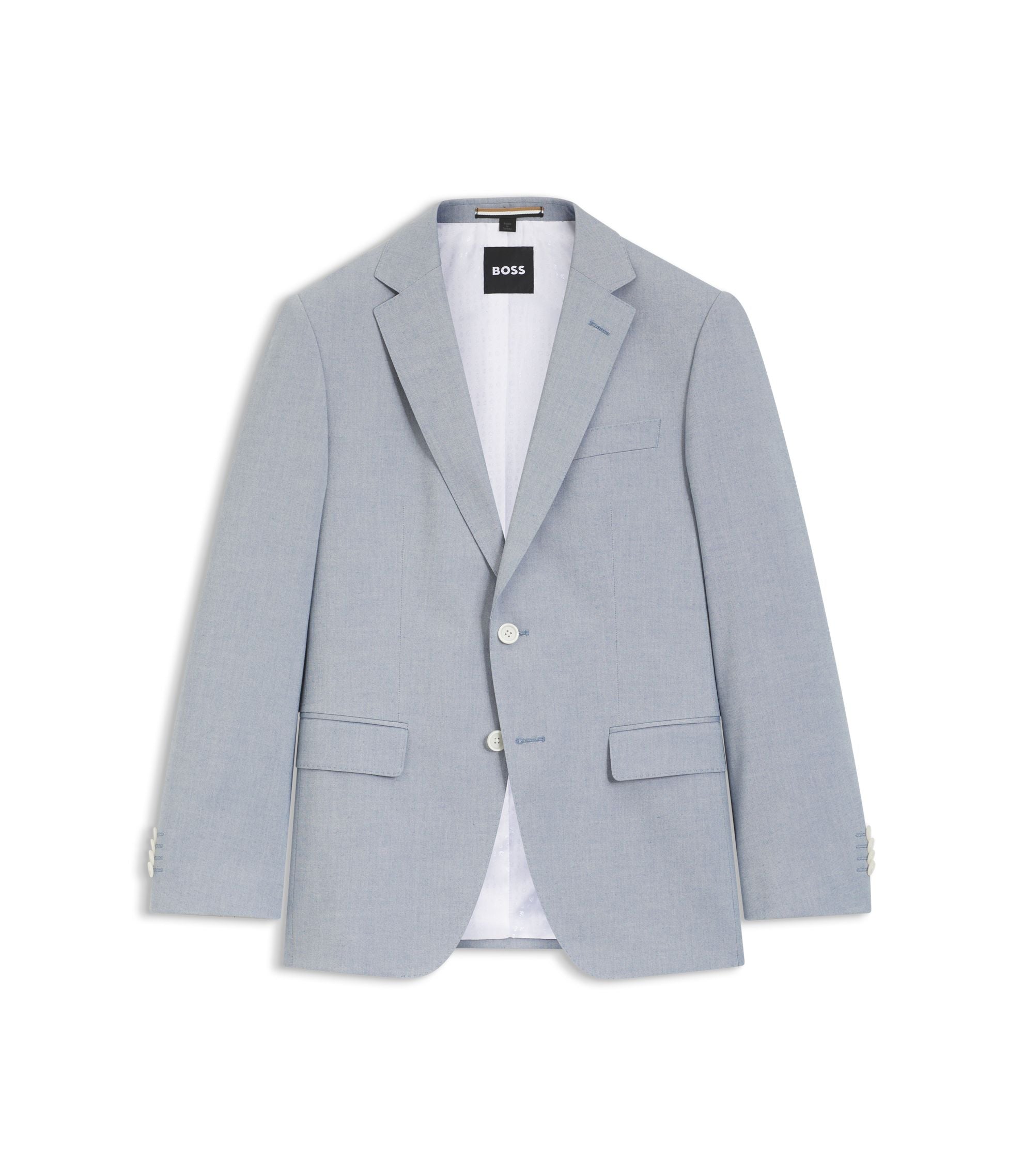 Boss Slim Fit Jacket In Patterned Chiffon Light Blue