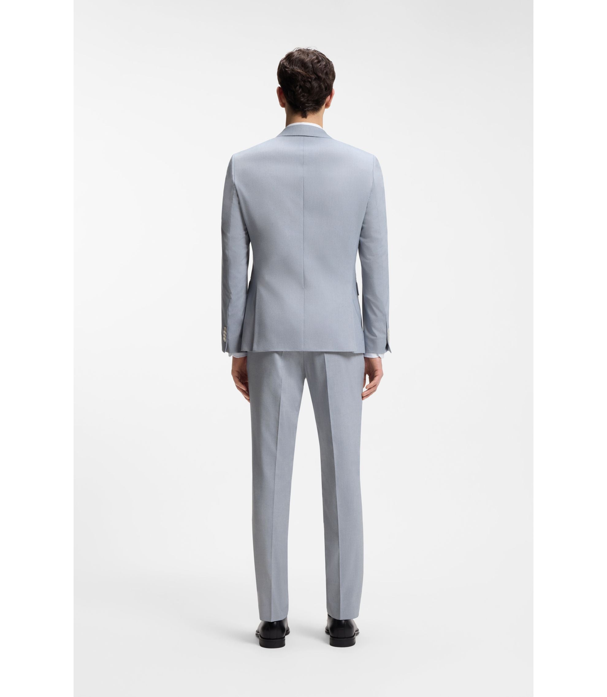 Boss Slim Fit Jacket In Patterned Chiffon Light Blue
