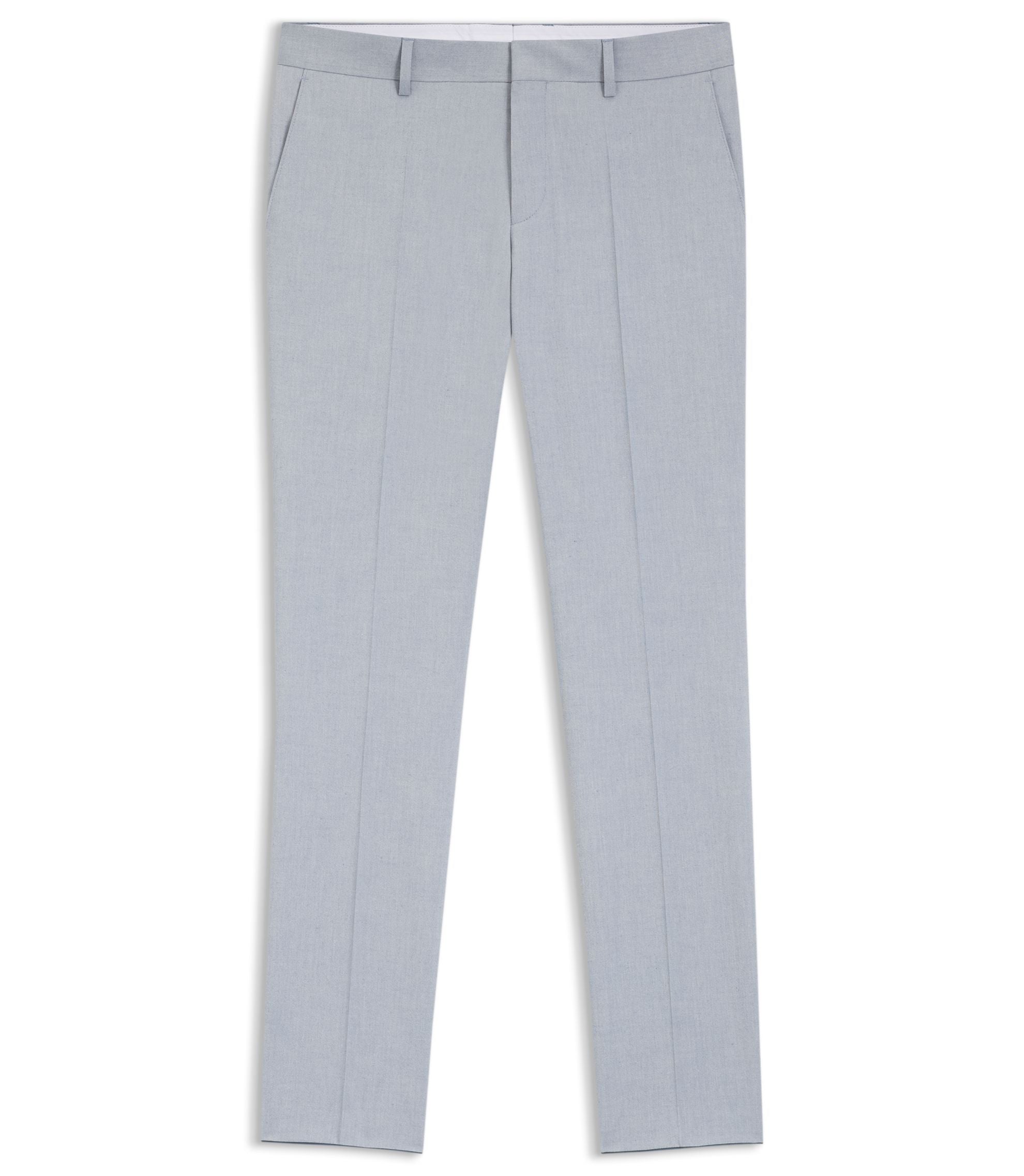 Boss Slim Fit Trousers In Patterned Stretch Chiffon Light Blue