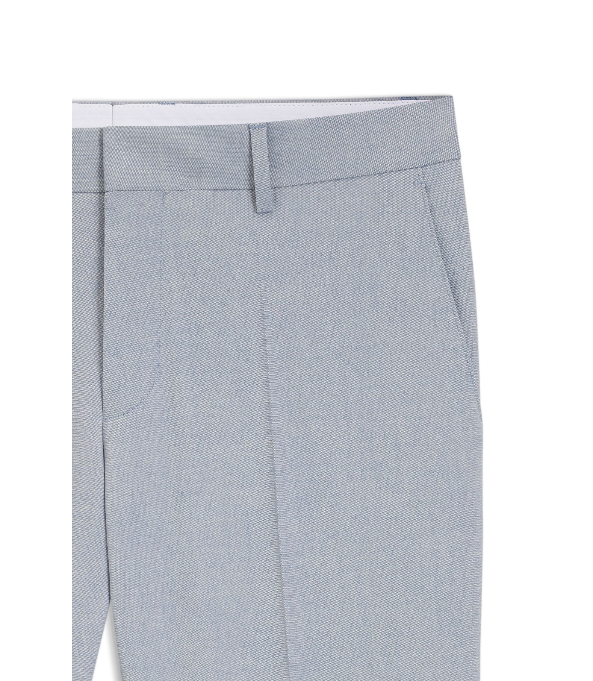 Boss Slim Fit Trousers In Patterned Stretch Chiffon Light Blue
