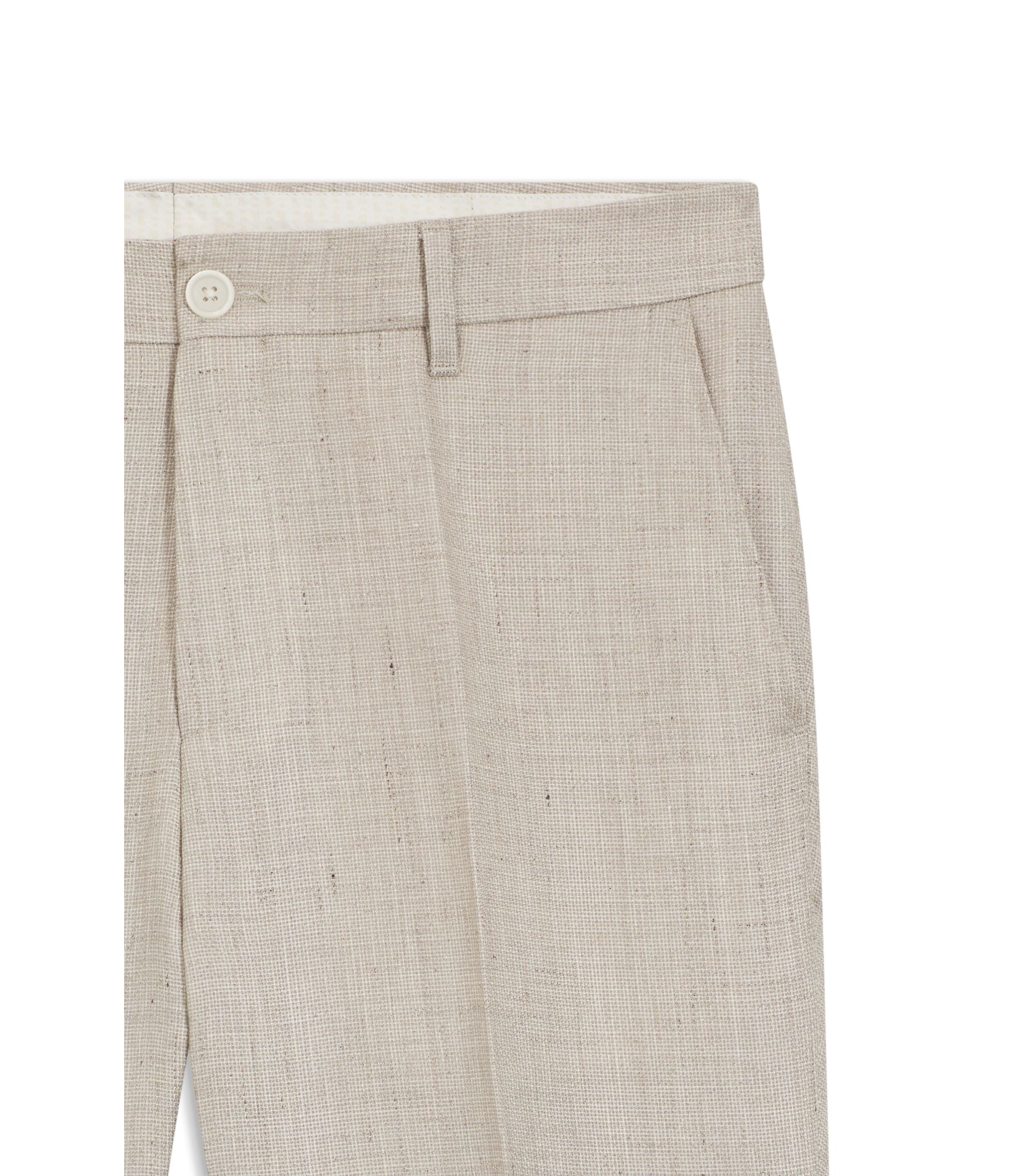 Boss Slim Fit Trousers In A Linen Blend Light Grey