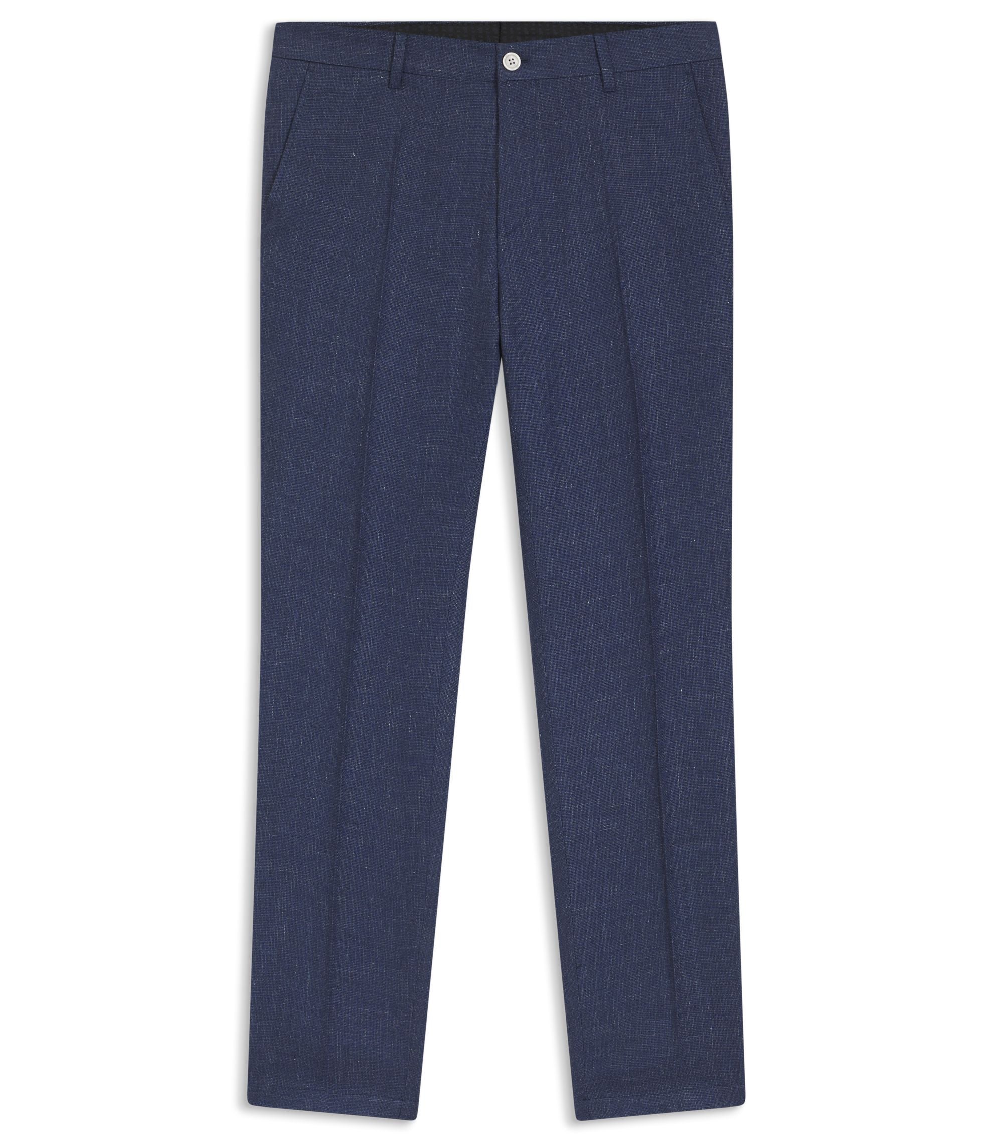 Boss Slim Fit Trousers In A Linen Blend Light Blue