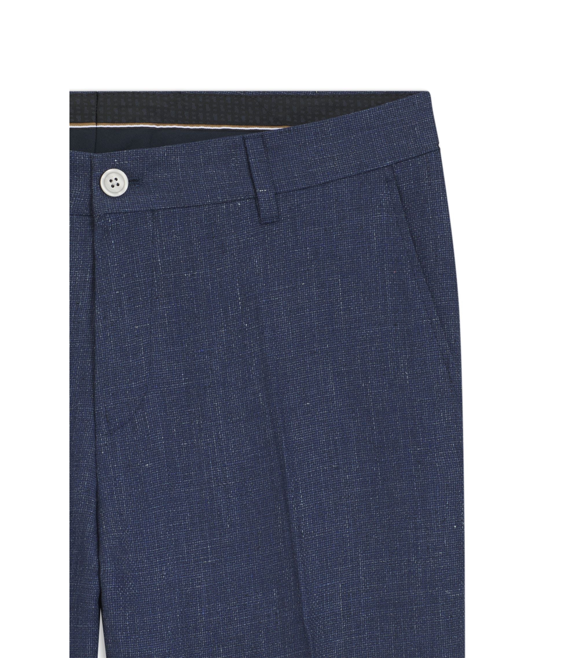 Boss Slim Fit Trousers In A Linen Blend Light Blue