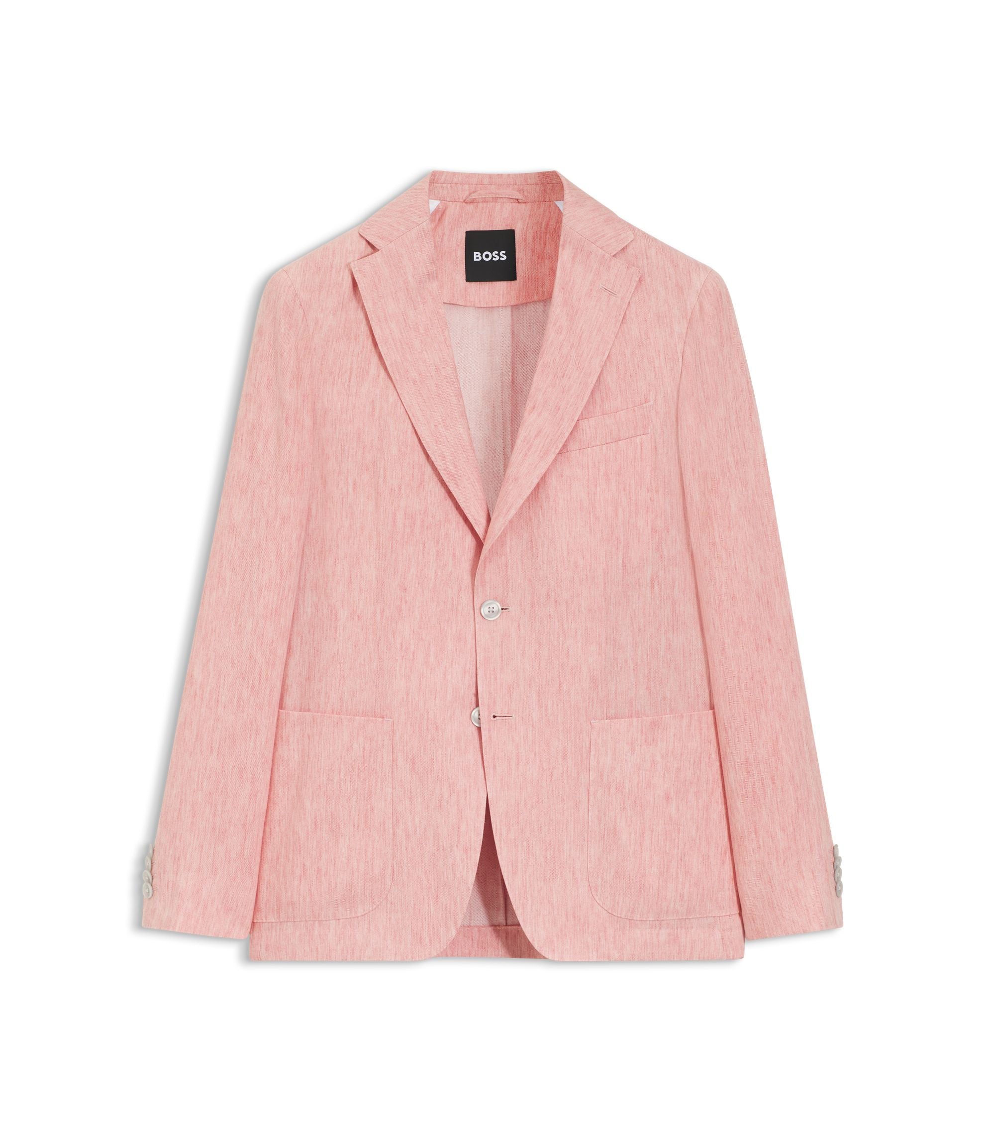 Boss Slim Fit Jacket In A Linen Blend Light Pink