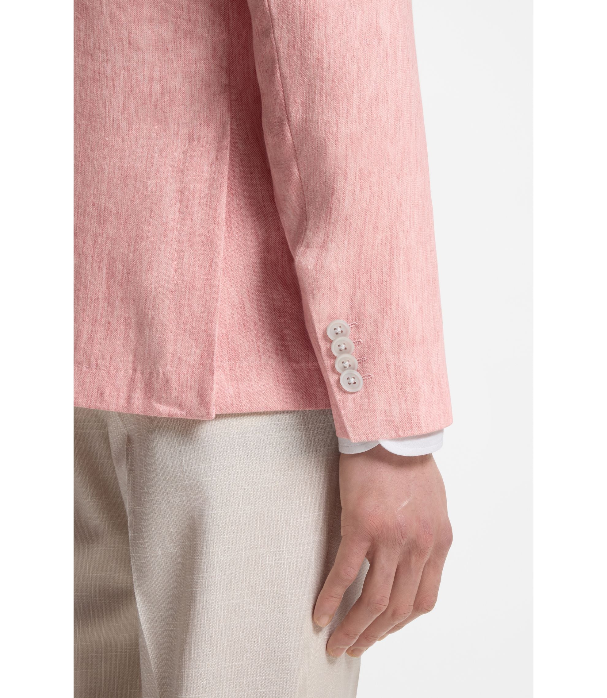 Boss Slim Fit Jacket In A Linen Blend Light Pink