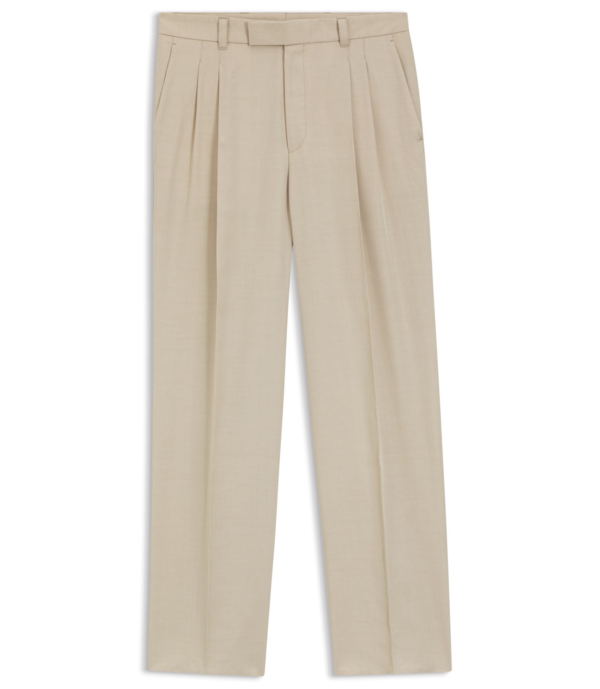 Boss Oversized Fit Trousers In Twill Light Beige