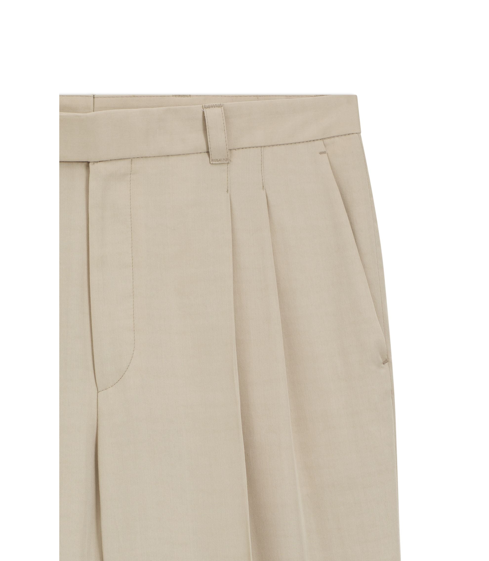 Boss Oversized Fit Trousers In Twill Light Beige