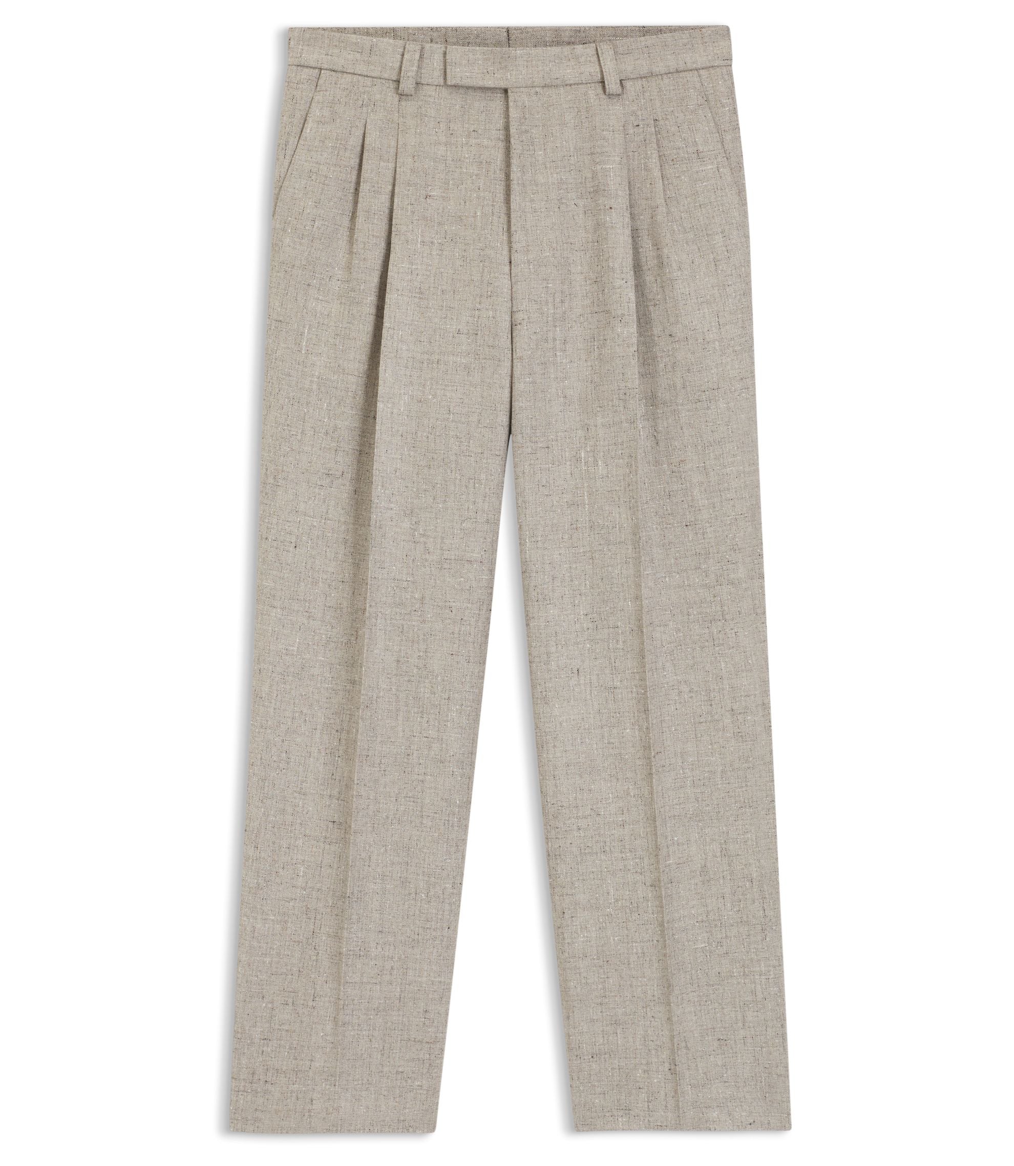 Boss Micro Patterned Trousers In An Oversized Fit Light Beige