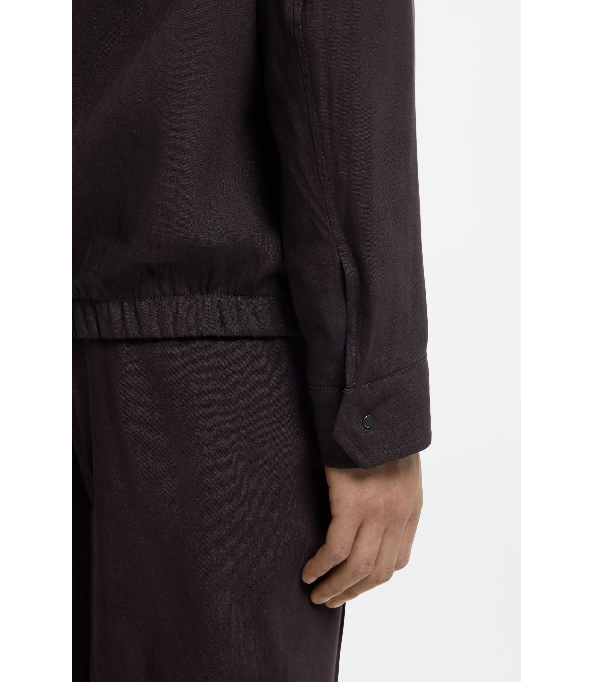 Boss Relaxed Fit Overshirt In A Linen Blend Dark Brown