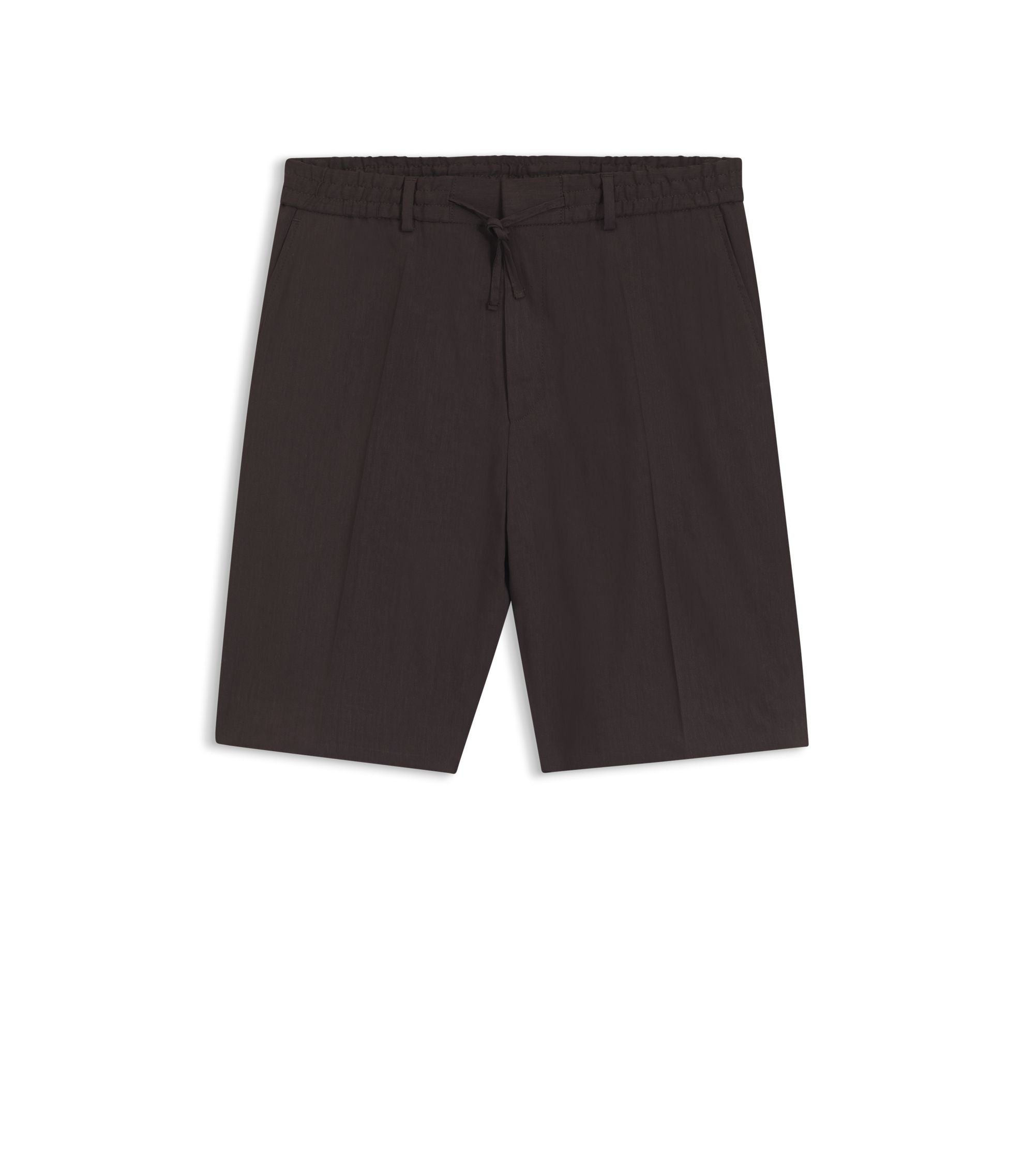 Boss Relaxed Fit Shorts In Tech Linen Dark Brown