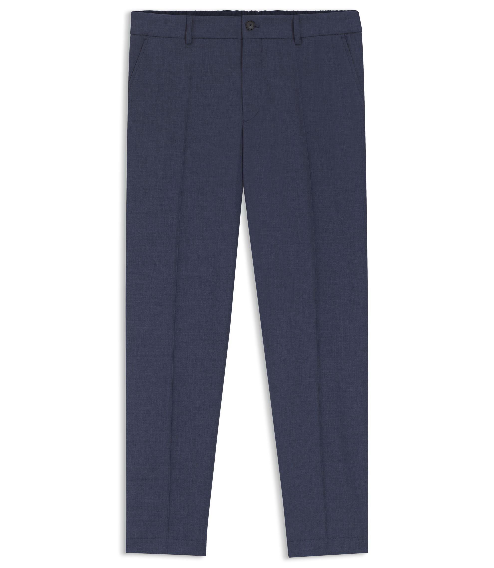 Boss Tapered Fit Trousers In Washable Virgin Wool Light Blue