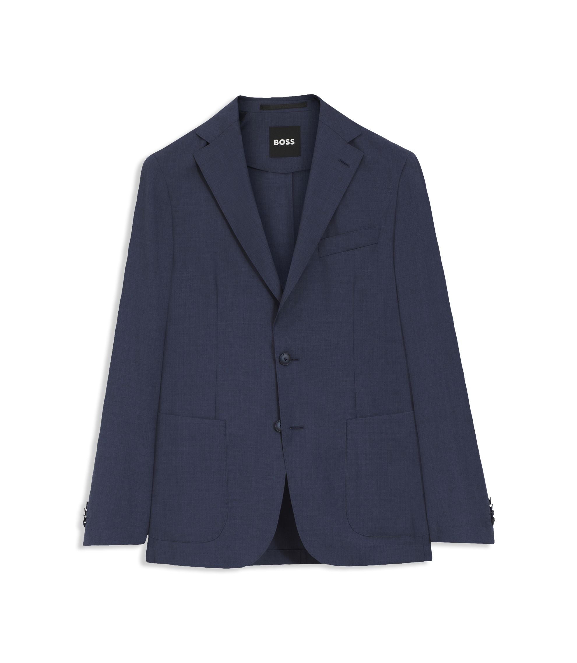 Boss Slim Fit Jacket In Washable Virgin Wool Light Blue
