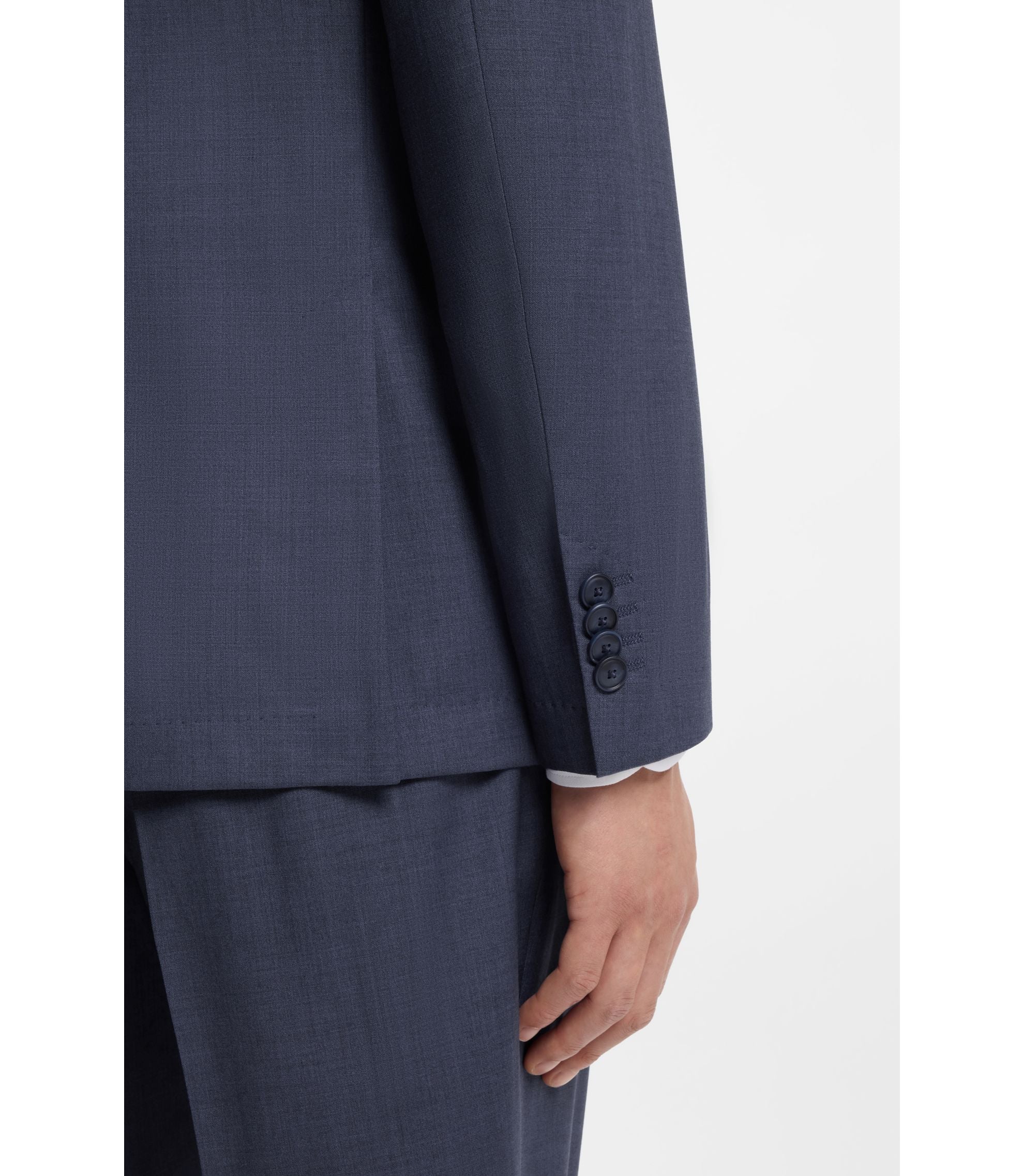 Boss Slim Fit Jacket In Washable Virgin Wool Light Blue