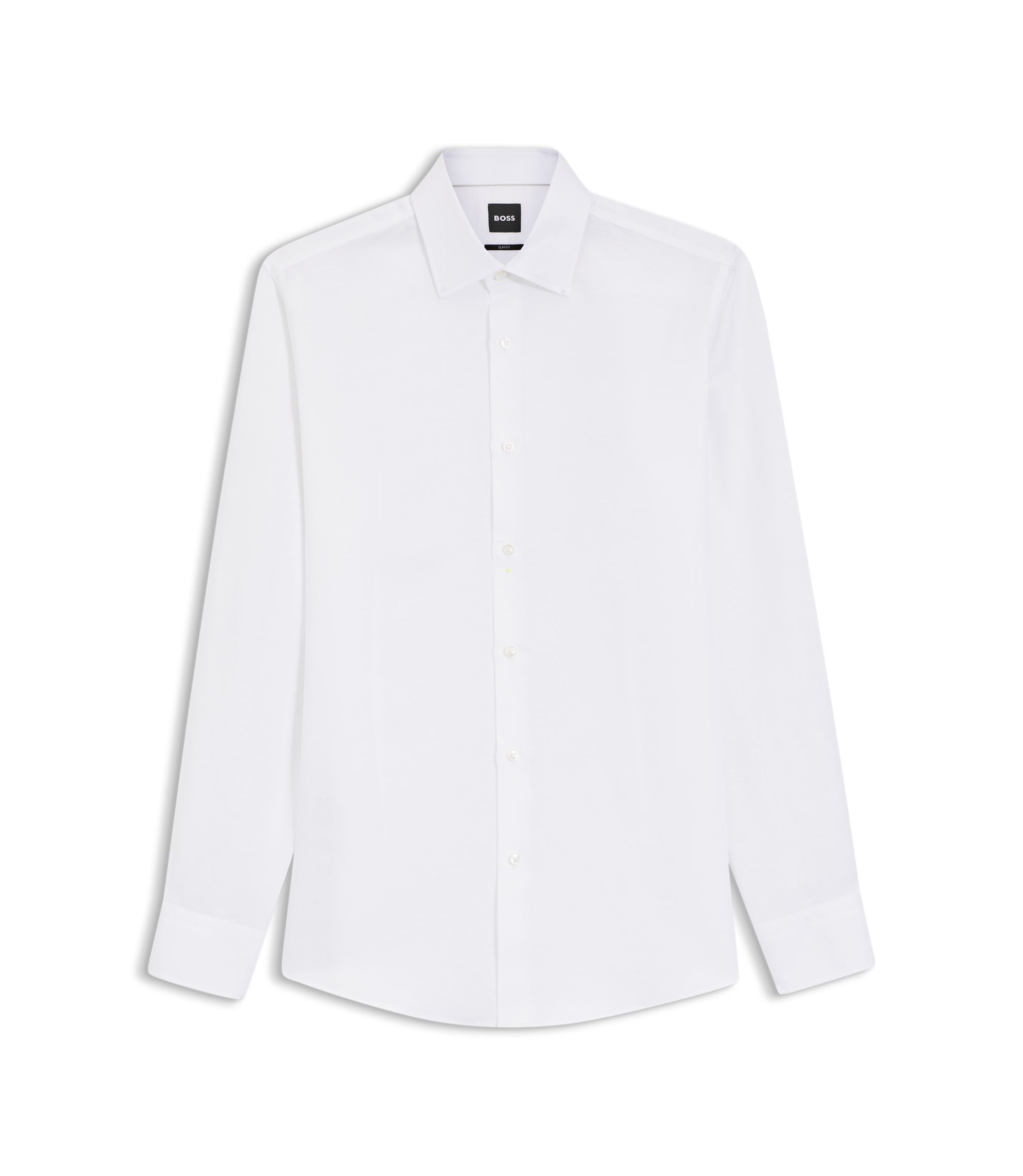 Boss Slim Fit Shirt In Linen Blend Twill White