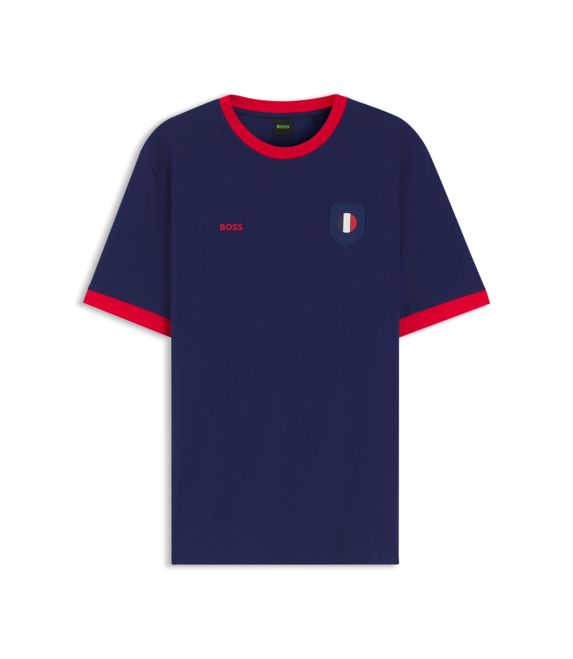 Boss Stretch Cotton T Shirt With Country Flag And Logo France