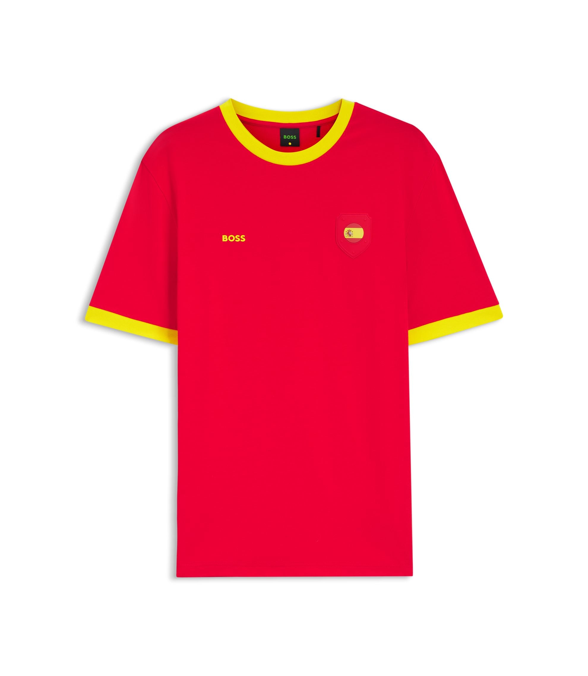Boss Stretch Cotton T Shirt With Country Flag And Logo Spain