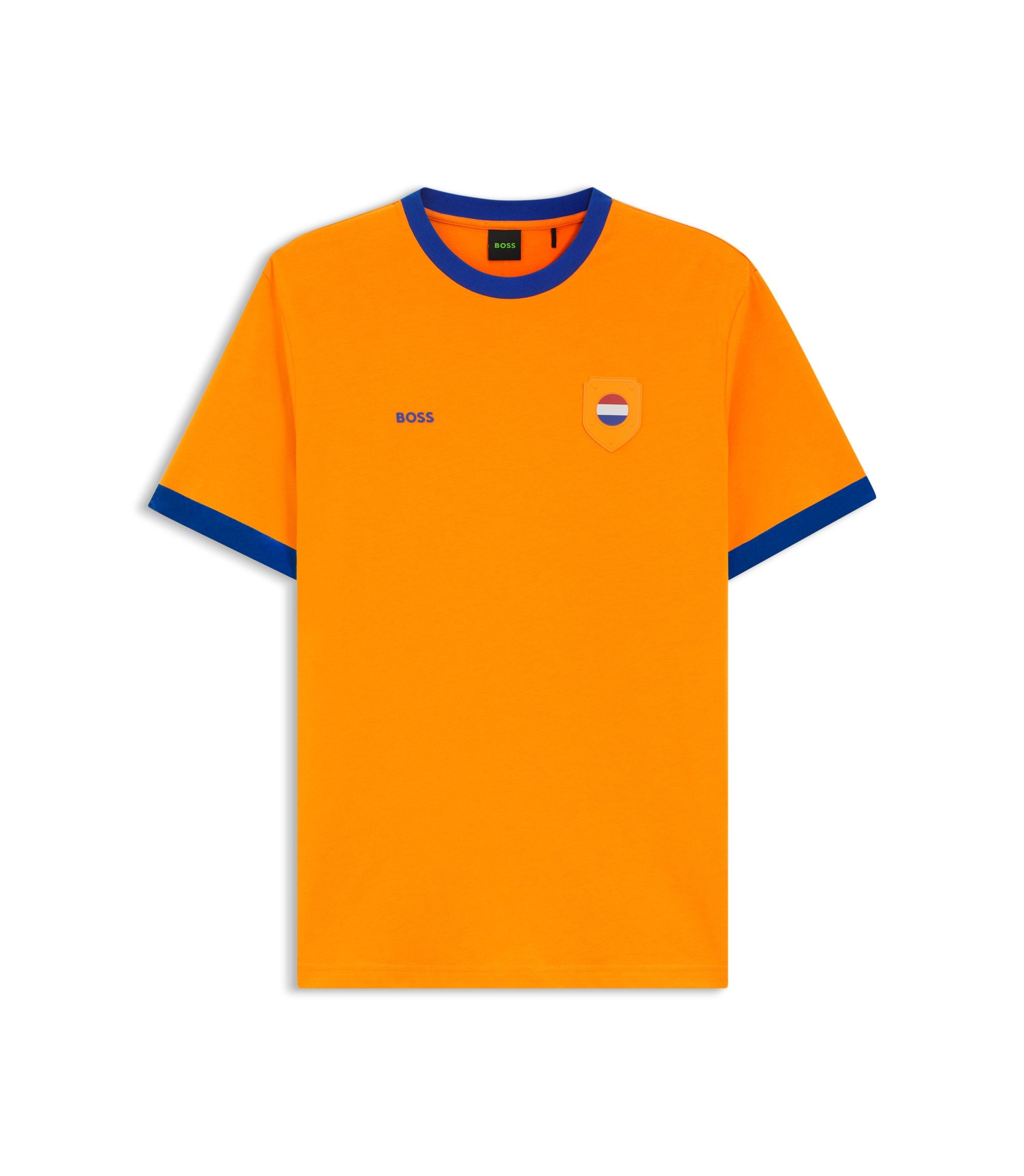 Boss Stretch Cotton T Shirt With Country Flag And Logo Netherlands