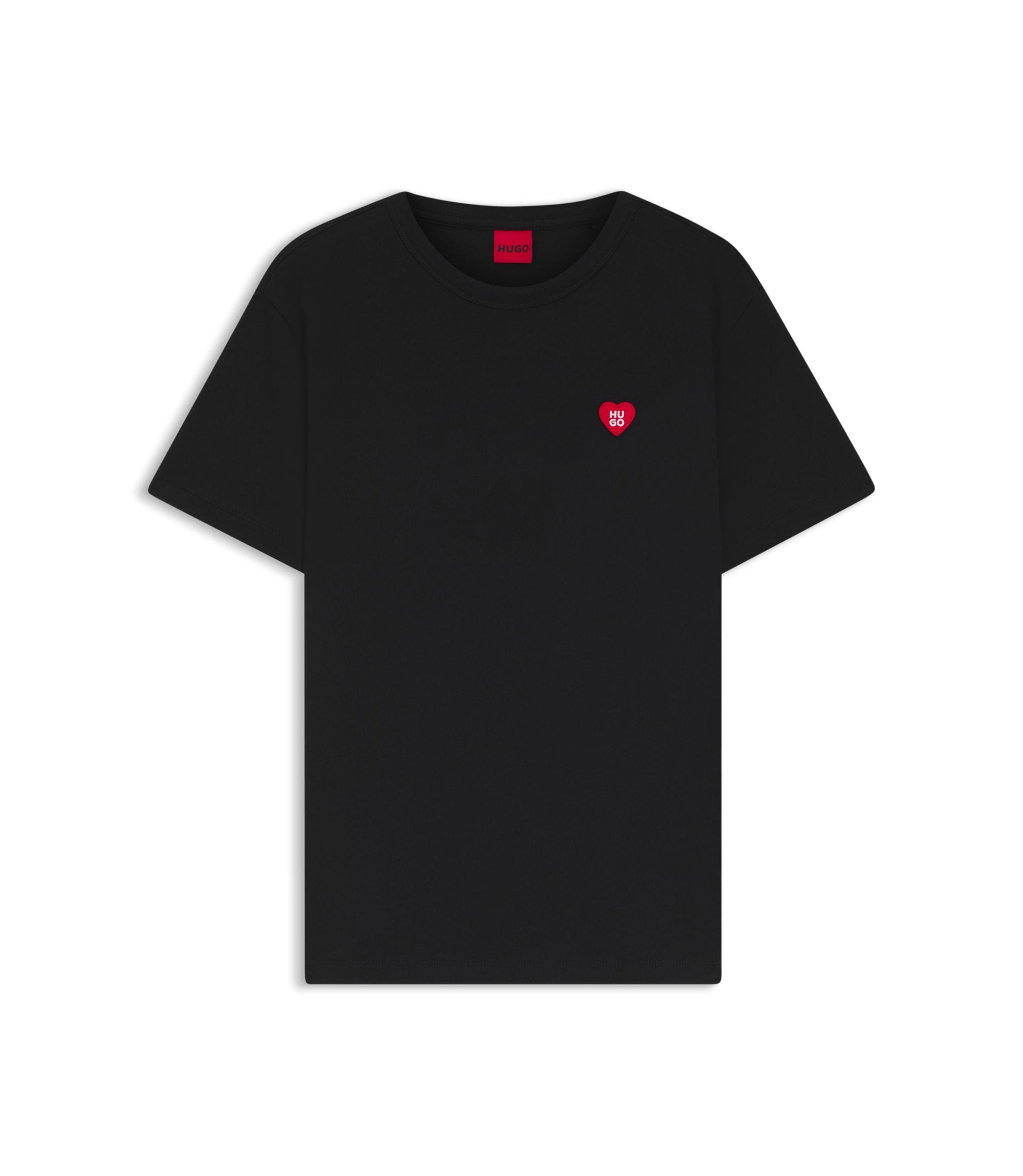 Hugo Heart Logo T Shirt In Cotton Jersey Black Women's