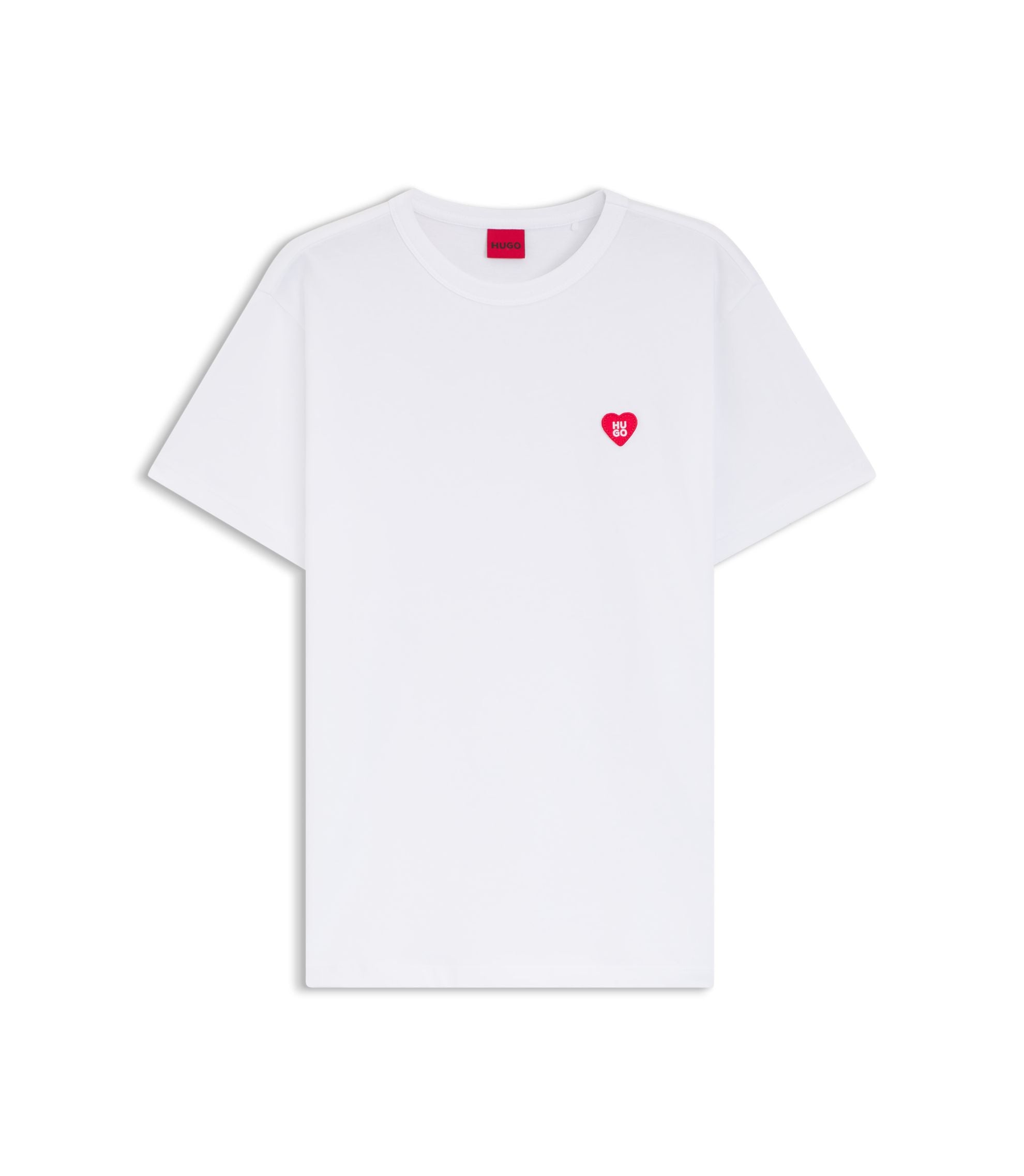 Hugo Heart Logo T Shirt In Cotton Jersey White Women's