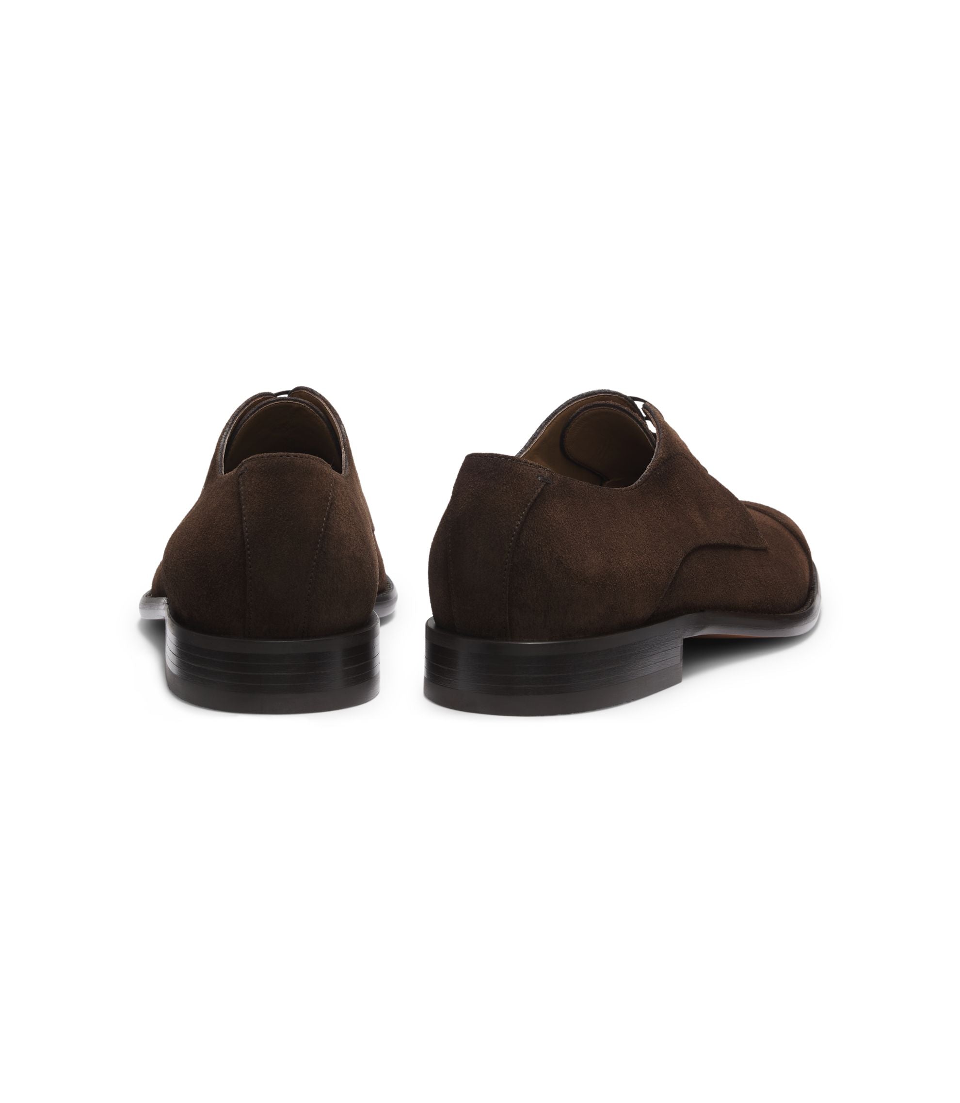 Boss Derby Shoes In Suede With Cap Toe Dark Brown Dark Brown