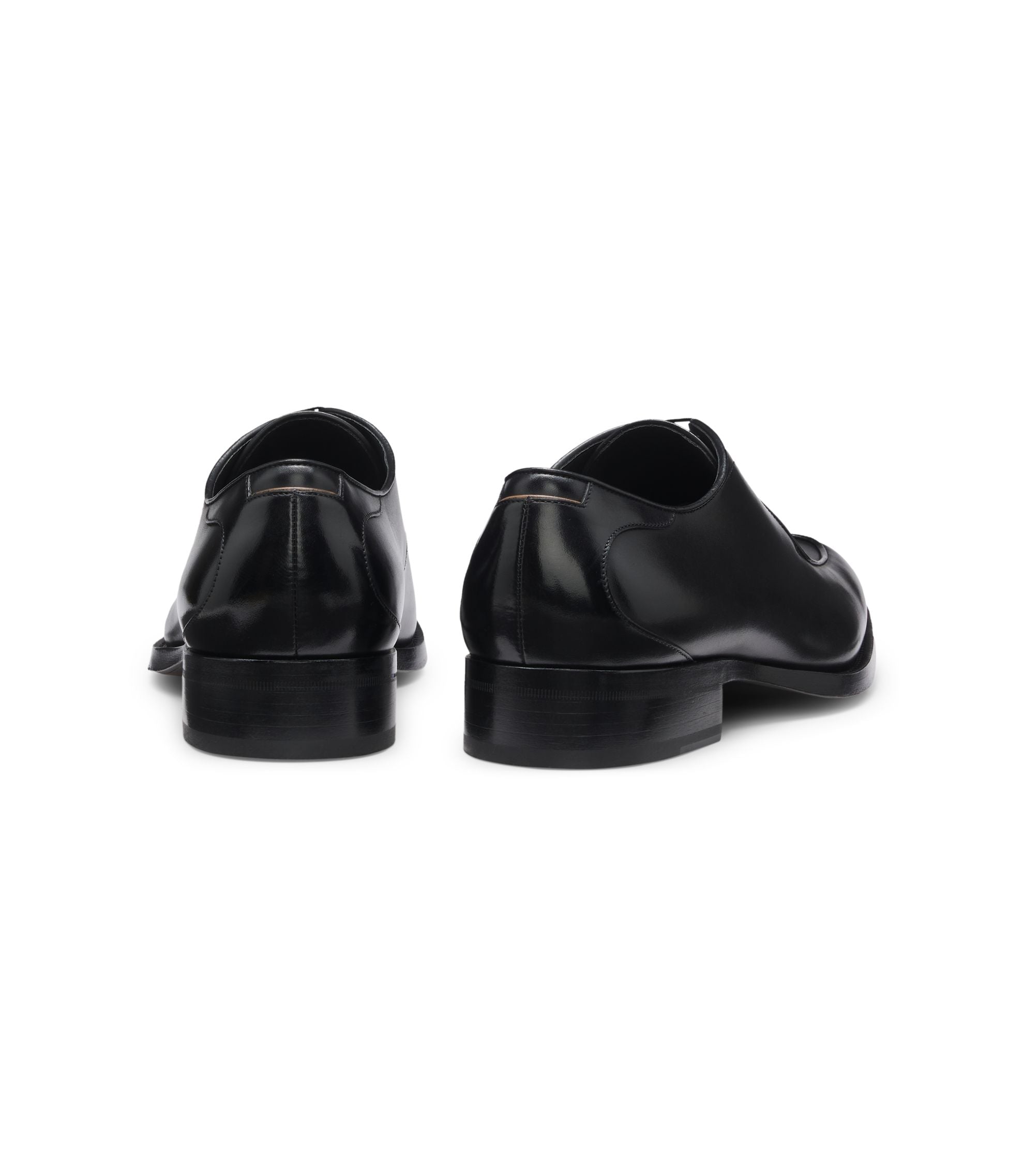 Boss Brushed Leather Derby Shoes With Apron Toe Black Black